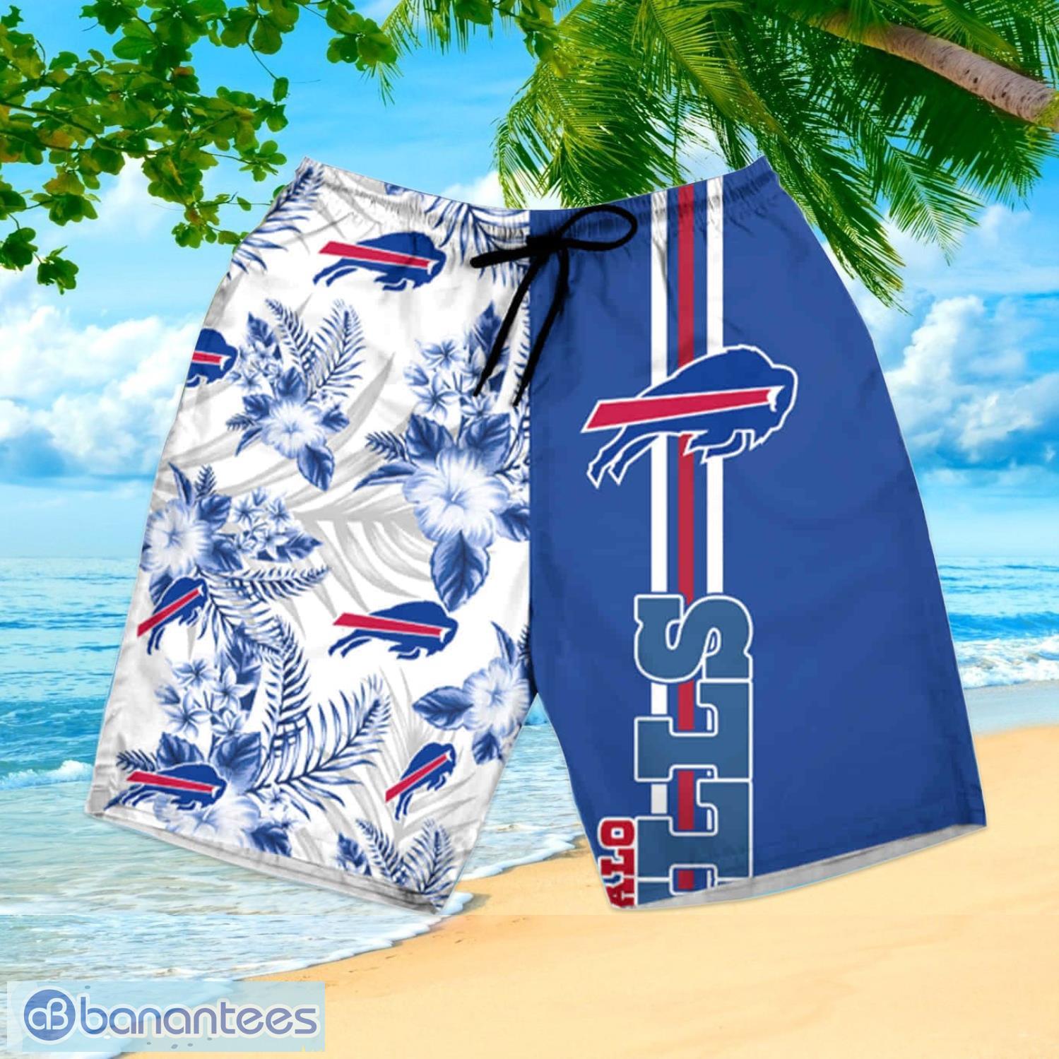 Buffalo Bills Floral With And Blue Hawaiian Shirt And Shorts Happy