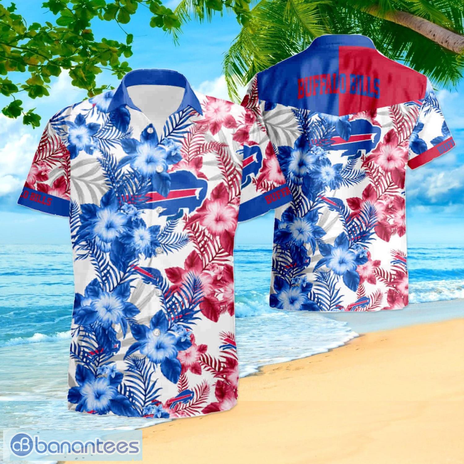 Buffalo Bills Football Floral Aloha Hawaiian Shirt Summer Vacation