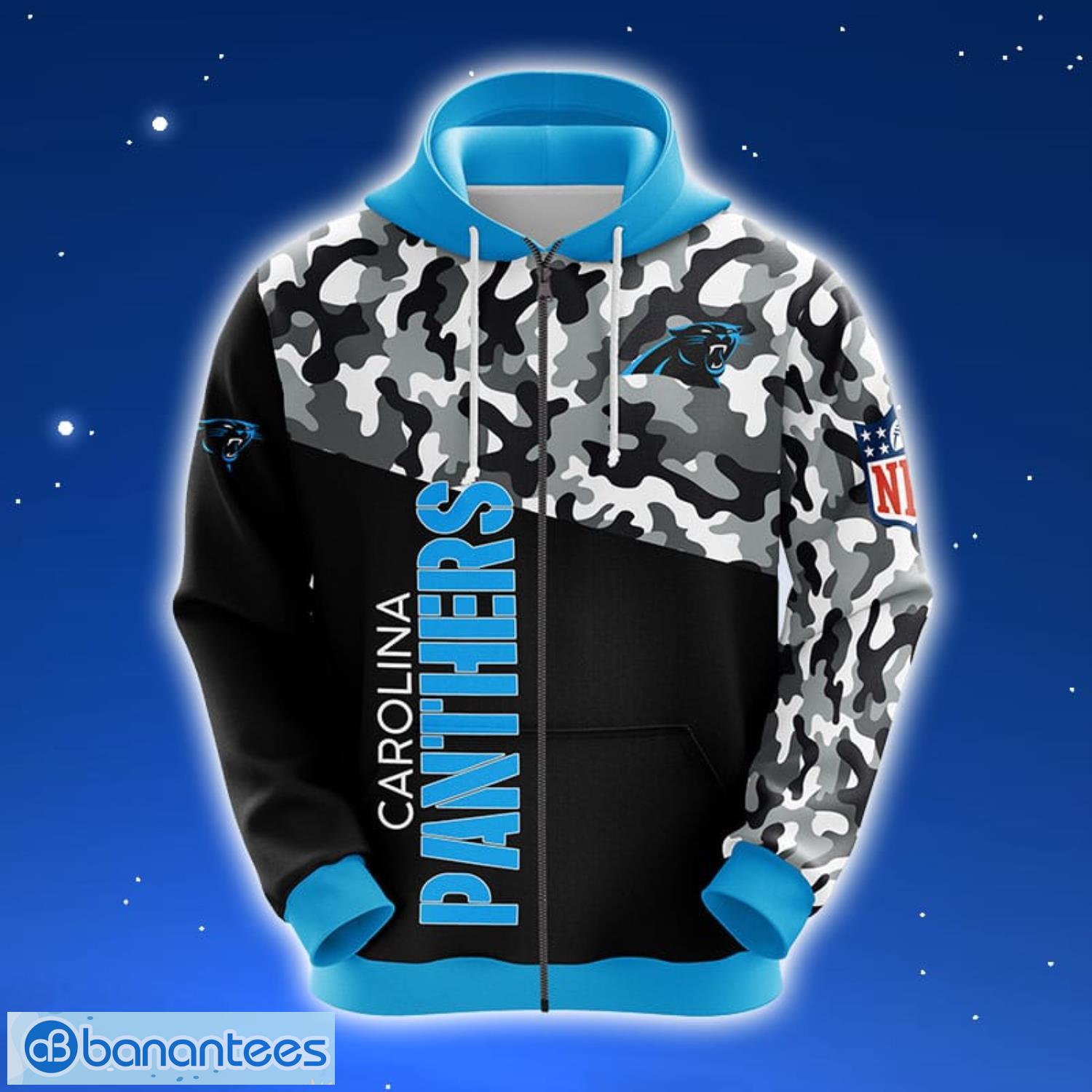 NFL Carolina Panthers Skull Funny Blue 3D Hoodie Zip Hoodie For