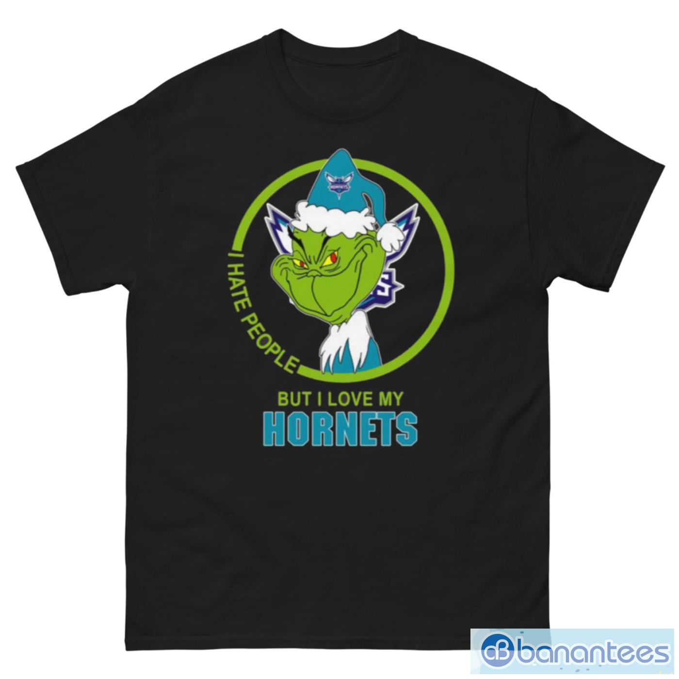 Charlotte Hornets NBA Christmas Grinch I Hate People But I Love My Favorite Basketball Team T Shirt - G500 Men’s Classic Tee