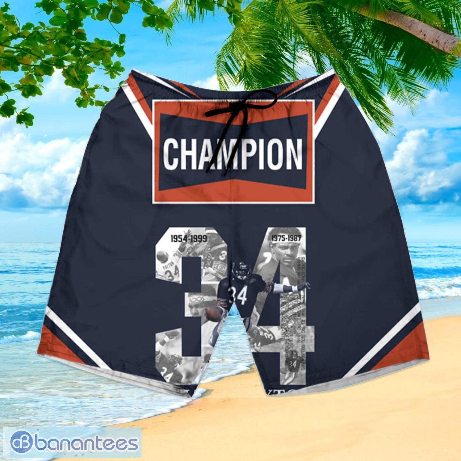 Chicago Bears Champion Walter Payton 34 Hall Of Fame Signature For Bears  Hawaiian Shirt And Shorts Happy Summer Gift For Fans - Banantees