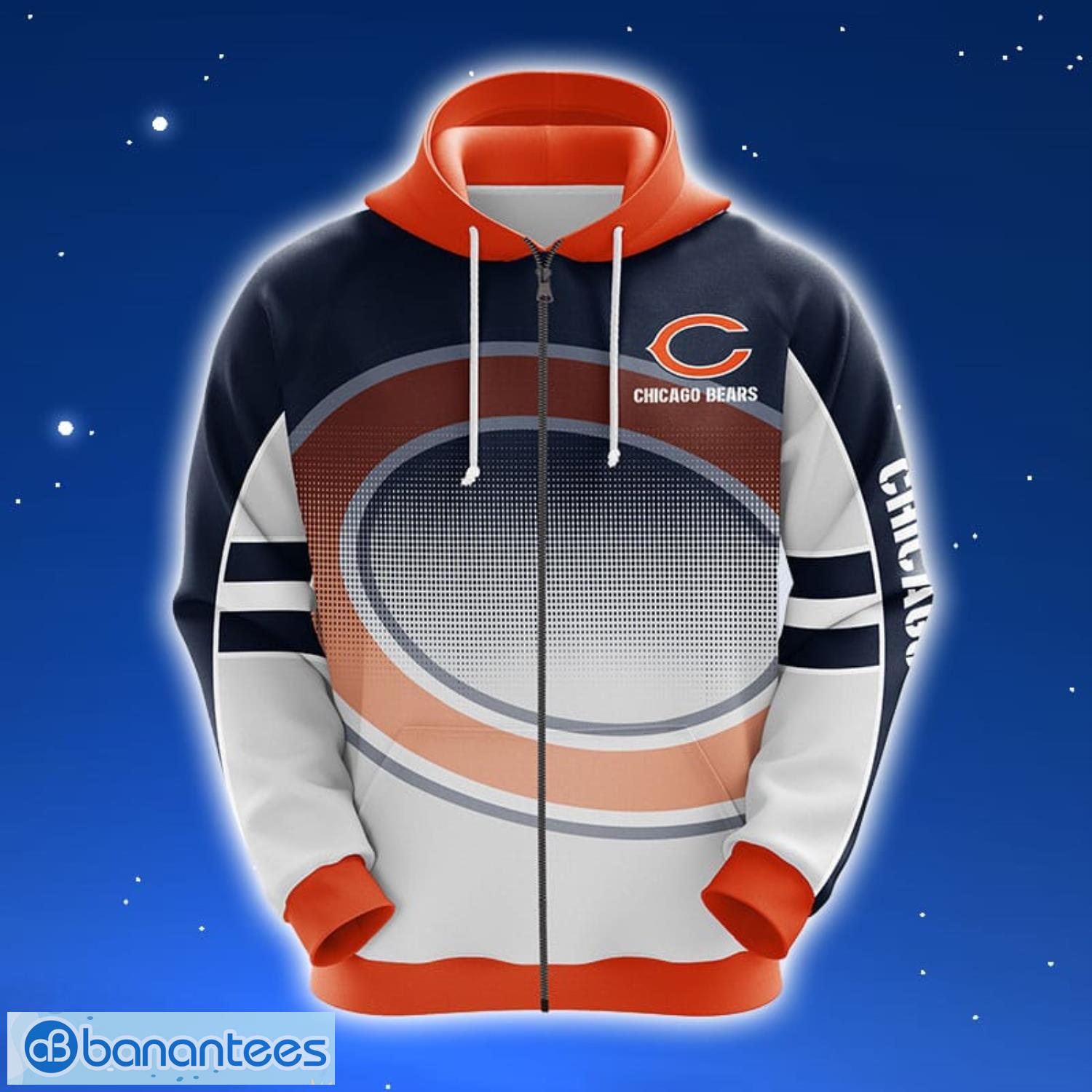Chicago Bears NFL Orange 3D Hoodie Zip Hoodie For Men And Women Sport Gift  - Banantees