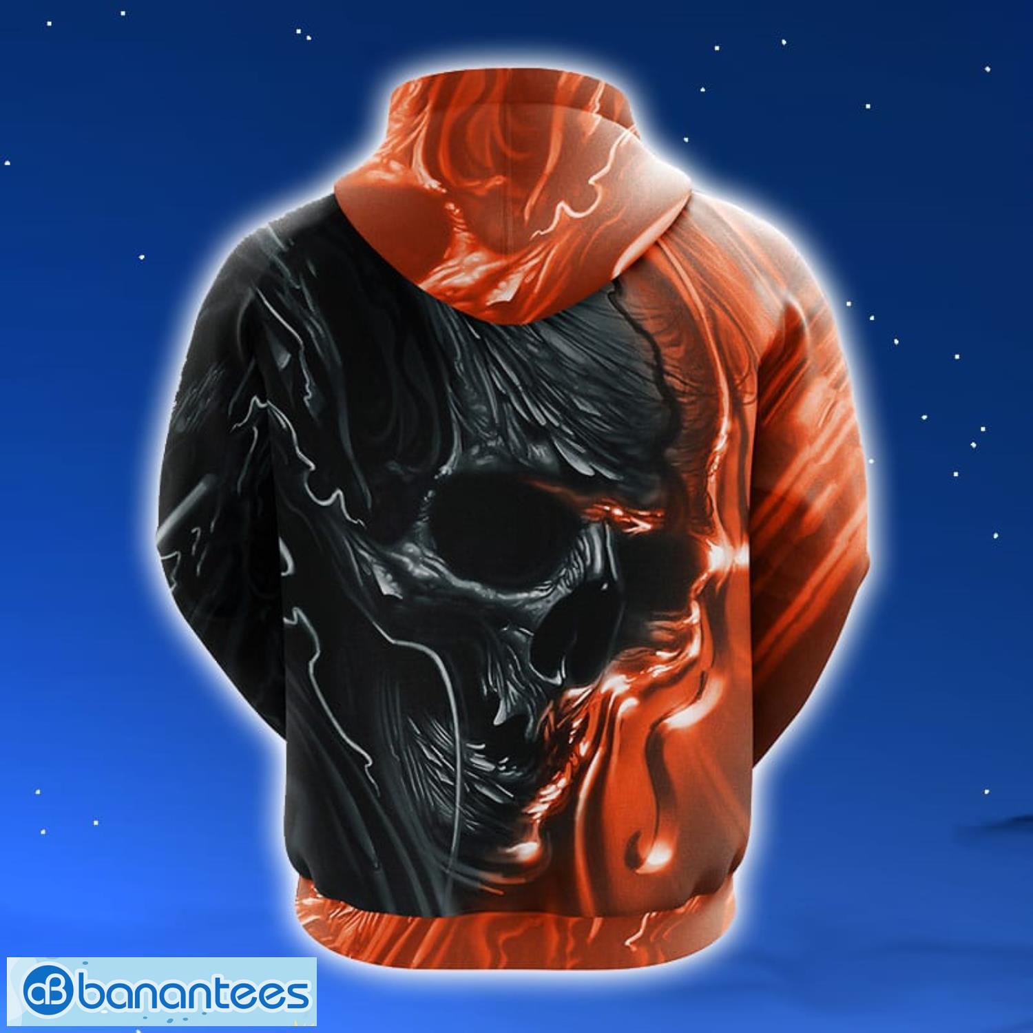 Chicago Bears NFL Skull Orange 3D Hoodie Zip Hoodie For Men And Women Sport Gift Product Photo 2