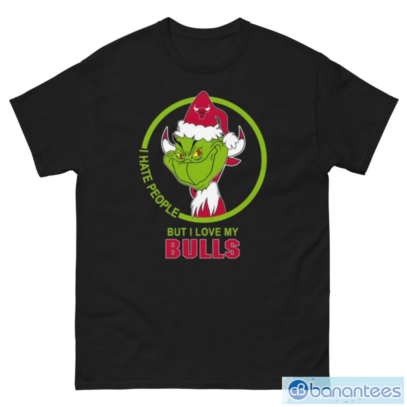 Chicago Bulls NBA Christmas Grinch I Hate People But I Love My Favorite Basketball Team T Shirt - G500 Men’s Classic Tee