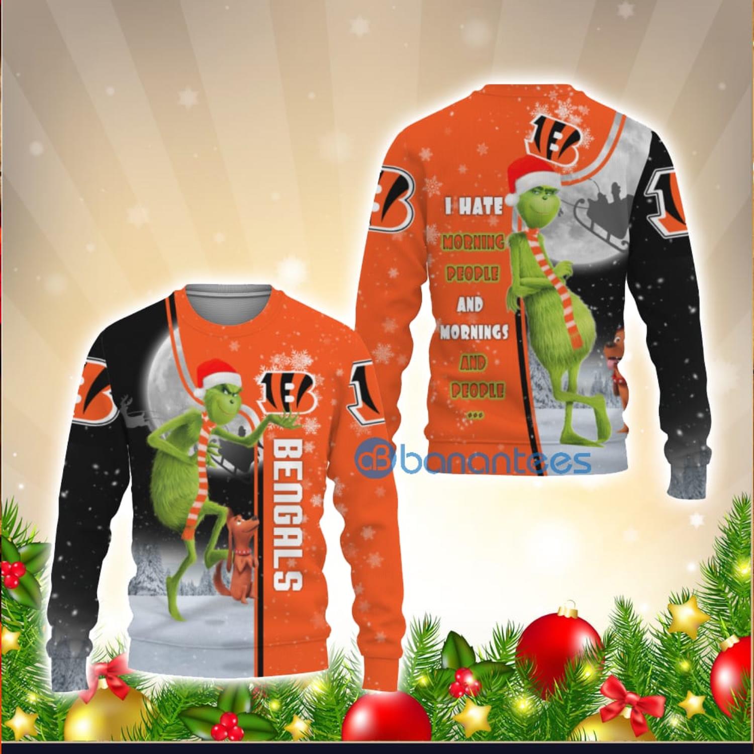 Cincinnati Bengals NFL Grinch Christmas Tree 3D Hoodie Pullover