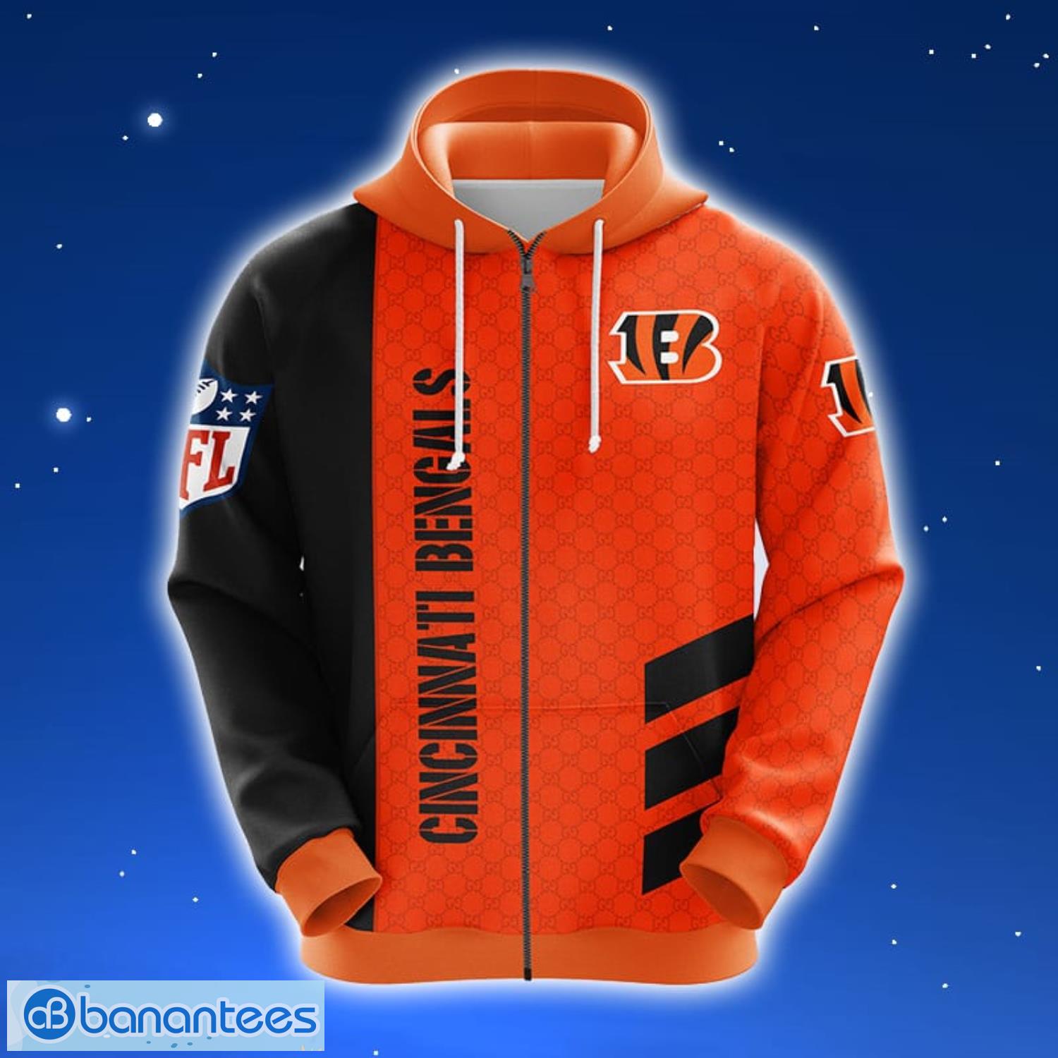 NFL Cincinnati Bengals Orange Unisex 3D Hoodie Zip Hoodie For Men