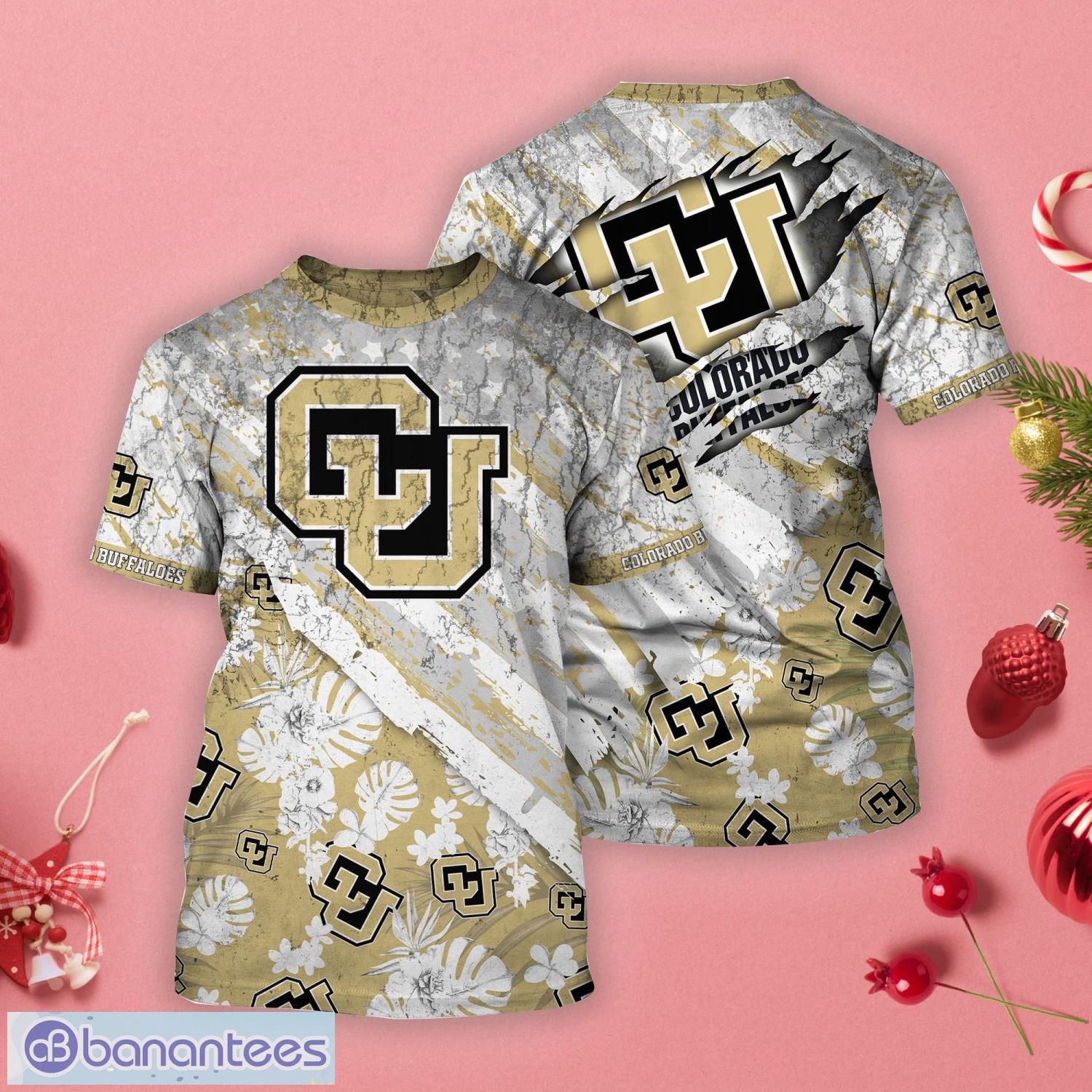 Colorado Buffaloes Tropical Flower Style And Flag All Over Printed 3D T-Shirt Product Photo 1