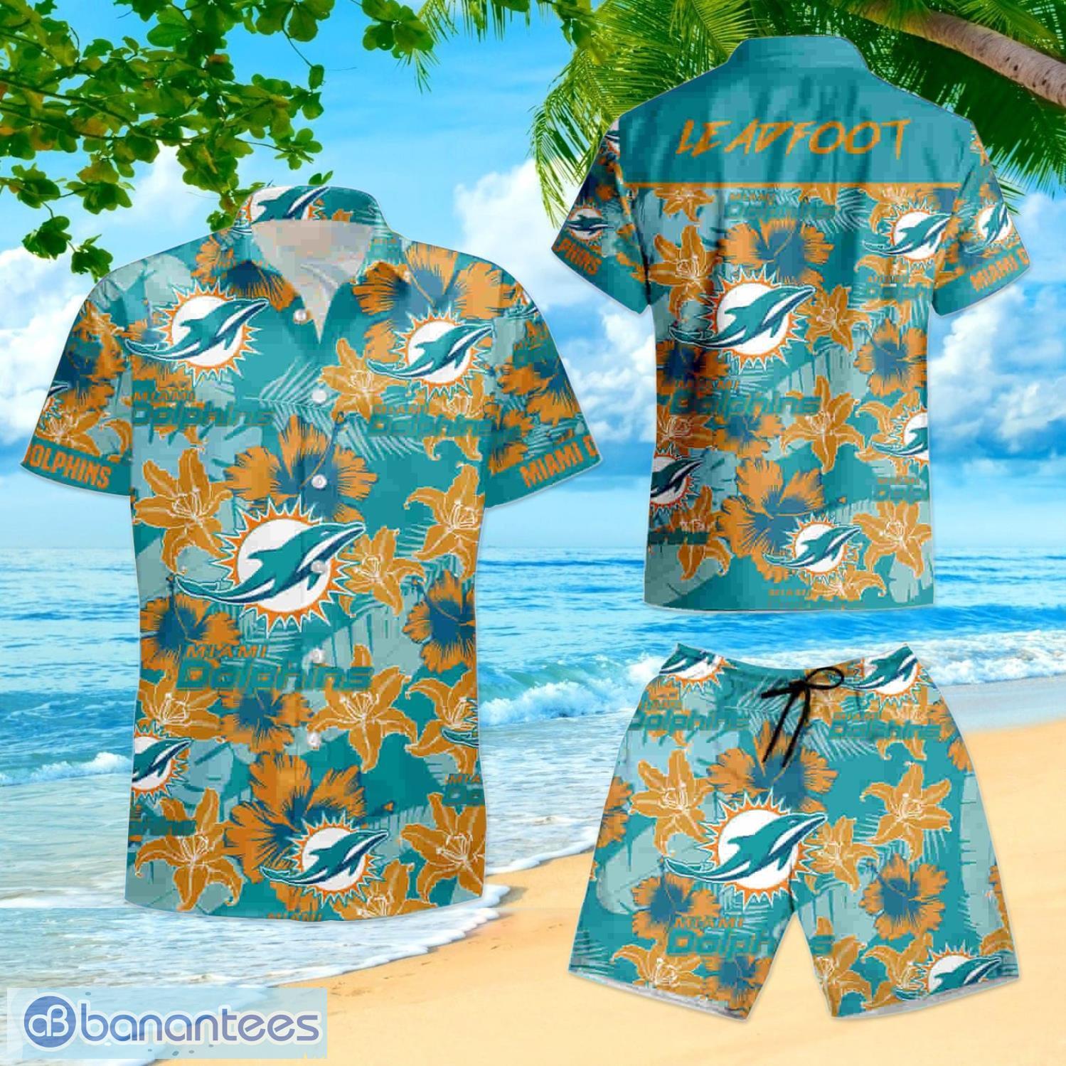 Miami Dolphins Custom Name Button-down Shirt Beach Shorts Mens