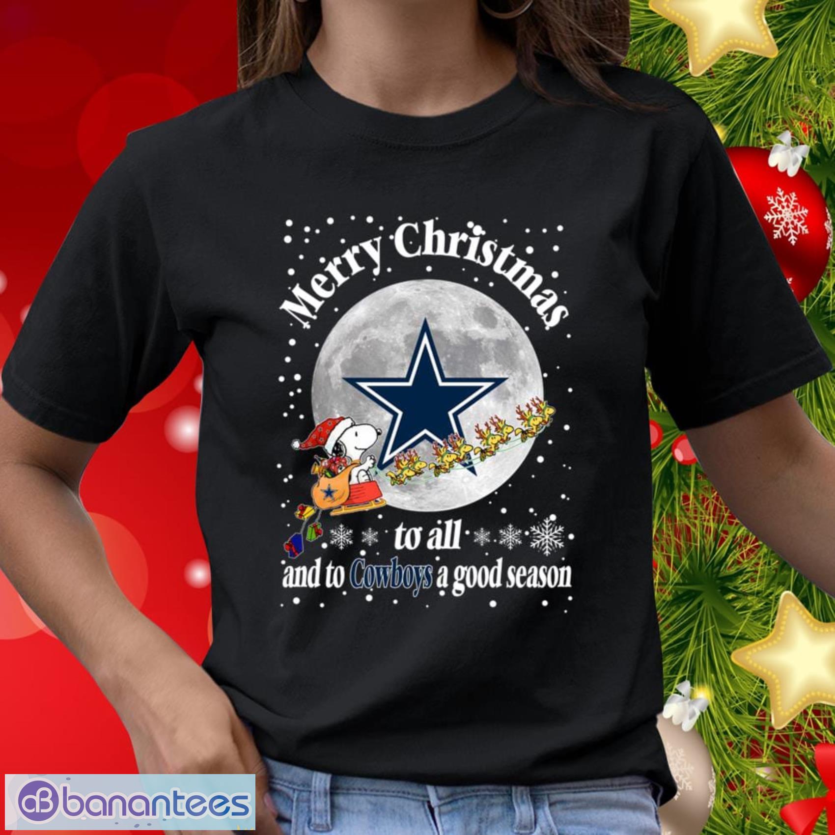 Dallas Cowboys Merry Christmas Black All Size S to 3XL T- Shirt Xmas Gift