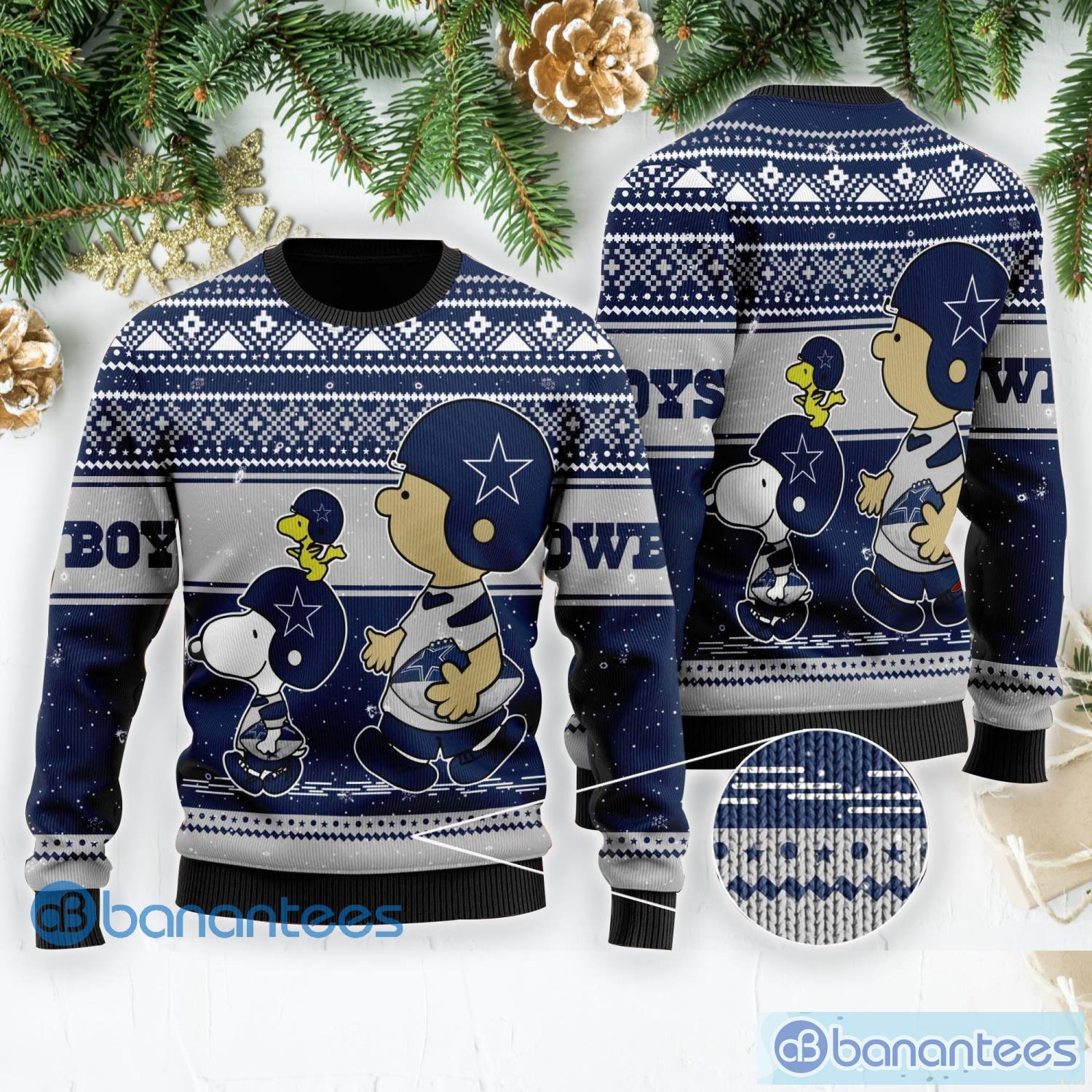 NFL Dallas Cowboys Snoopy Dog Christmas Ugly 3D Sweater For Men And Women  Gift Ugly Christmas - Banantees