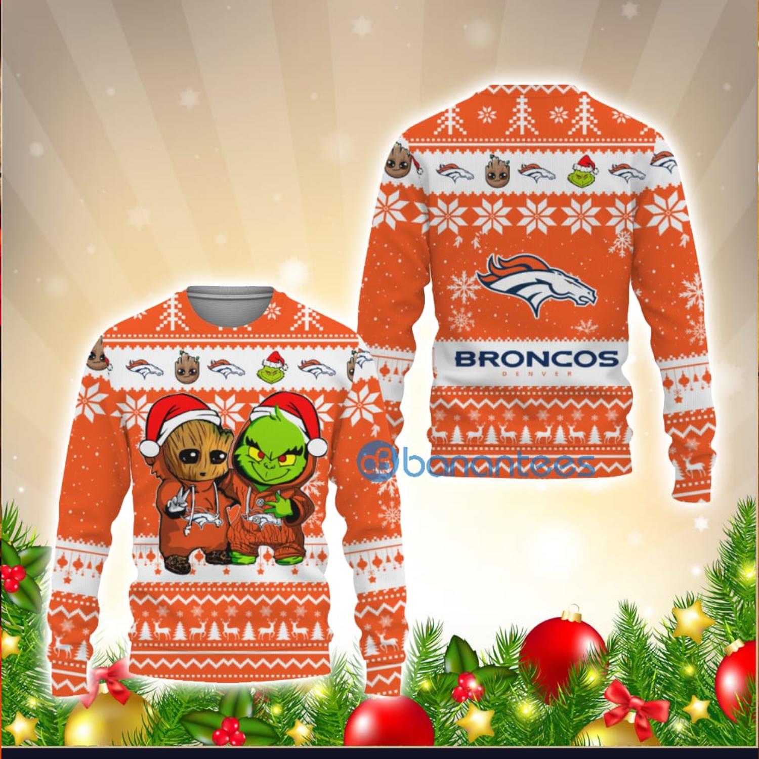 Denver Broncos Christmas Grinch Ugly Sweater For Men Women - Banantees