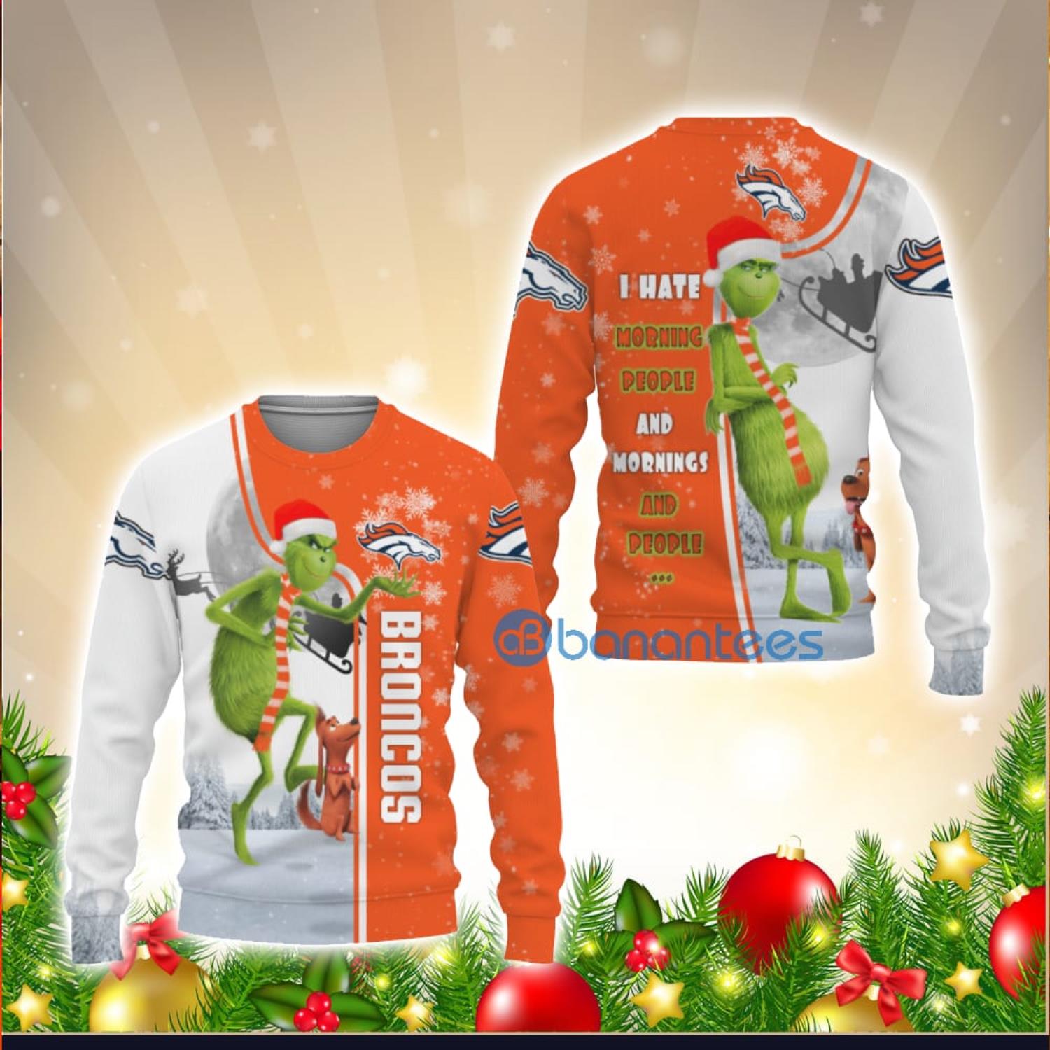 Denver Broncos Christmas Grinch Ugly Christmas Sweater Broncos