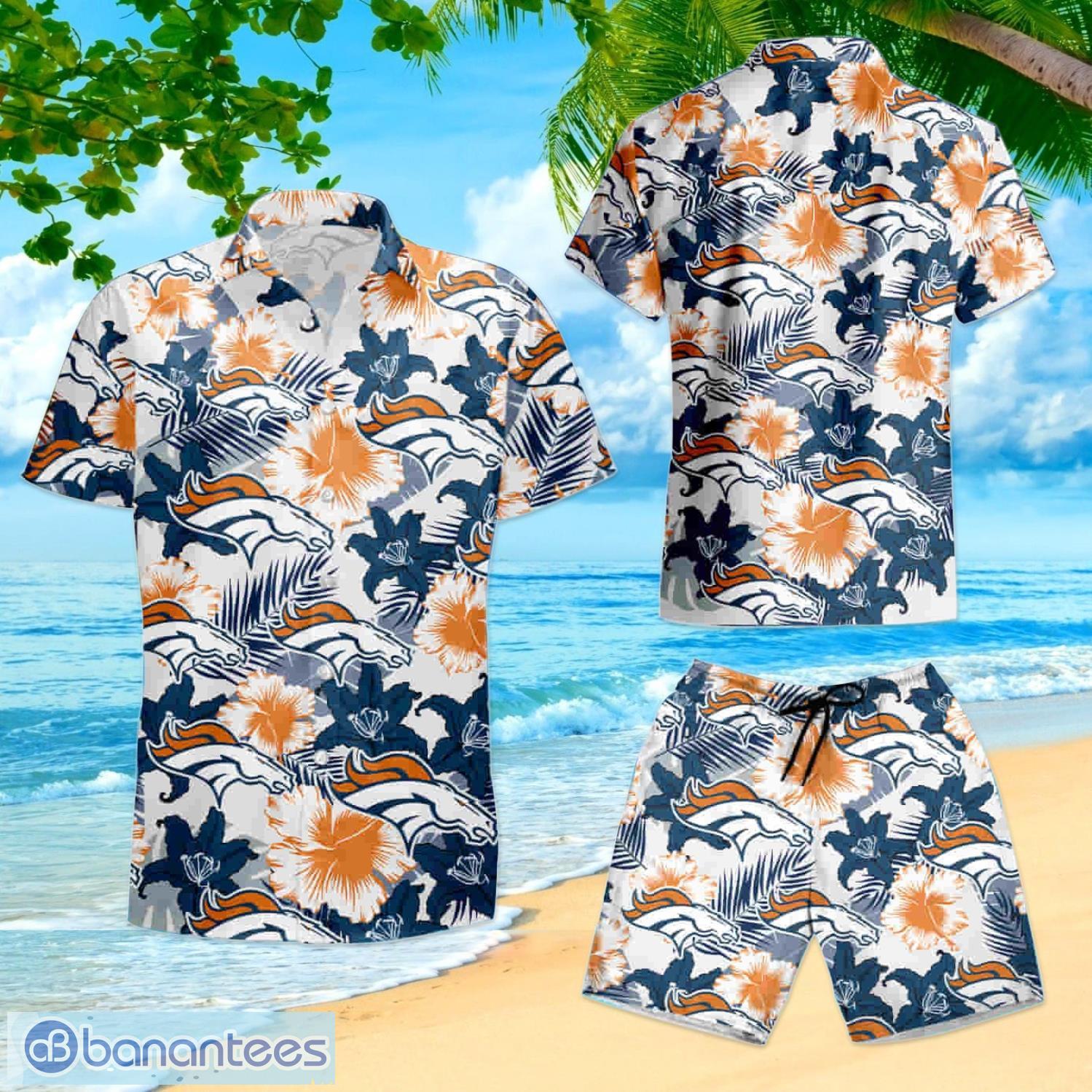 Denver Broncos NFL Custom Name Short Sleeves Hawaiian Shirt