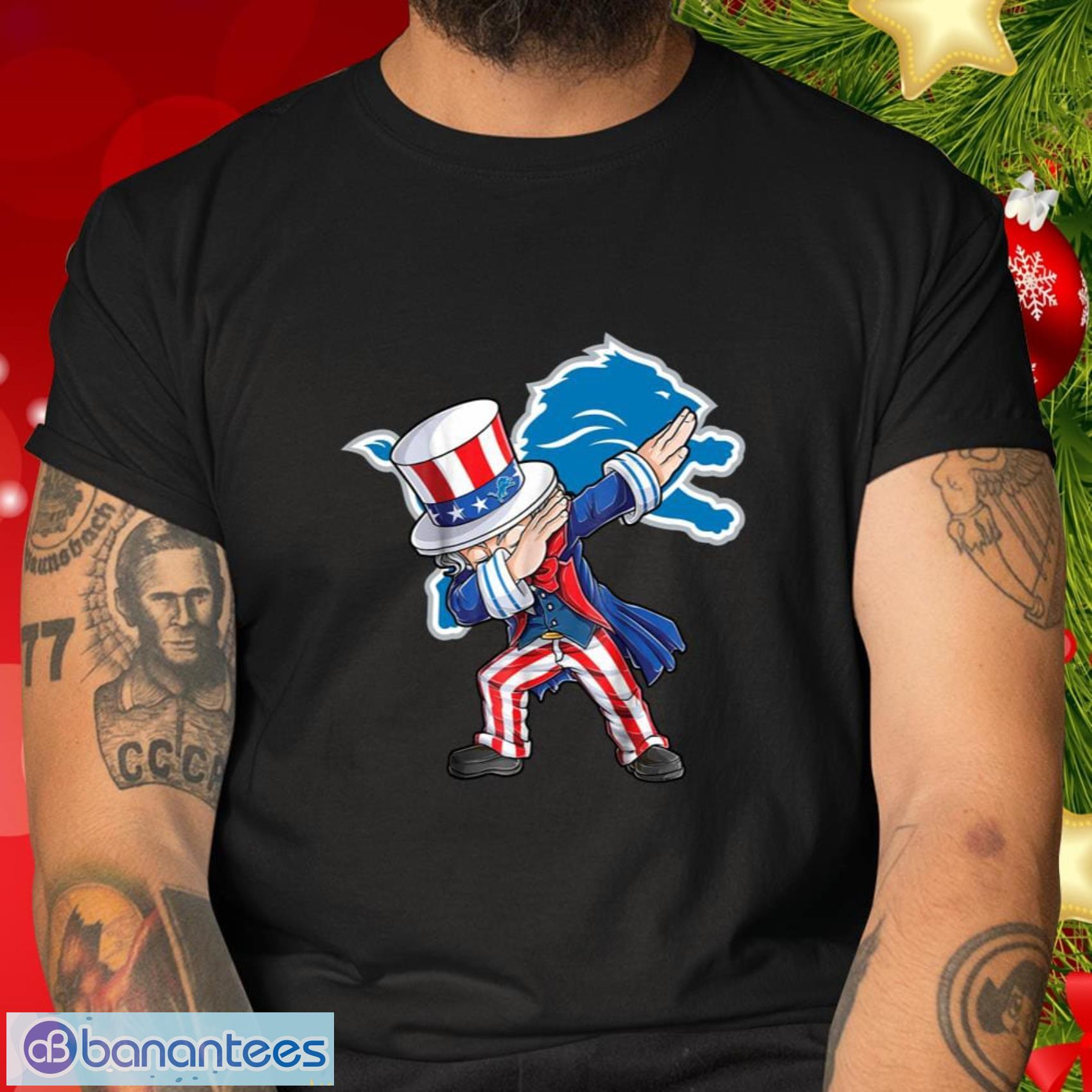 Detroit Lions Logo American Flag 3D T-Shirts - Banantees