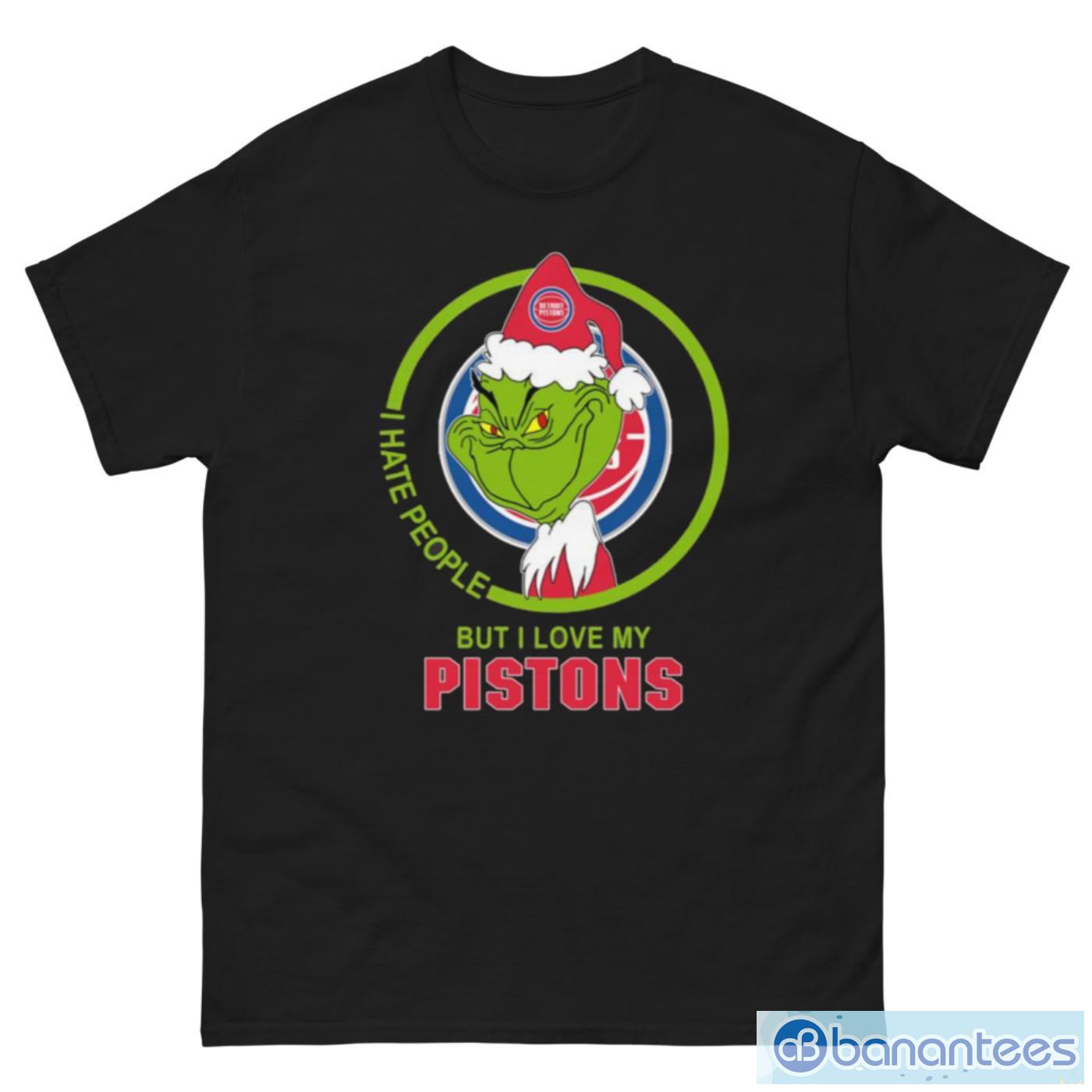 Detroit Pistons NBA Christmas Grinch I Hate People But I Love My Favorite Basketball Team T Shirt - G500 Men’s Classic Tee