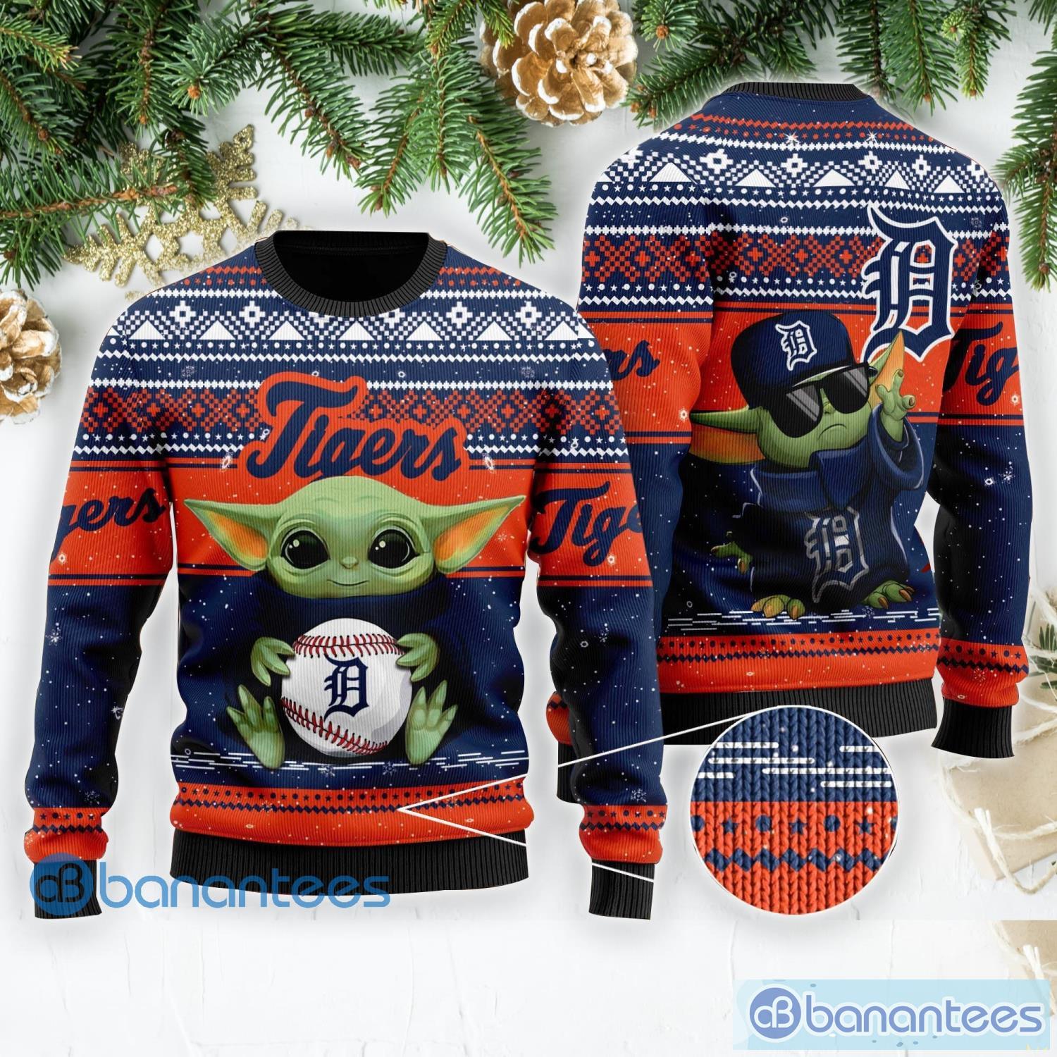 Detroit Tigers Cute Baby Yoda Star Wars 3D Ugly Christmas Sweater Unisex  Men and Women Christmas Gift - Banantees