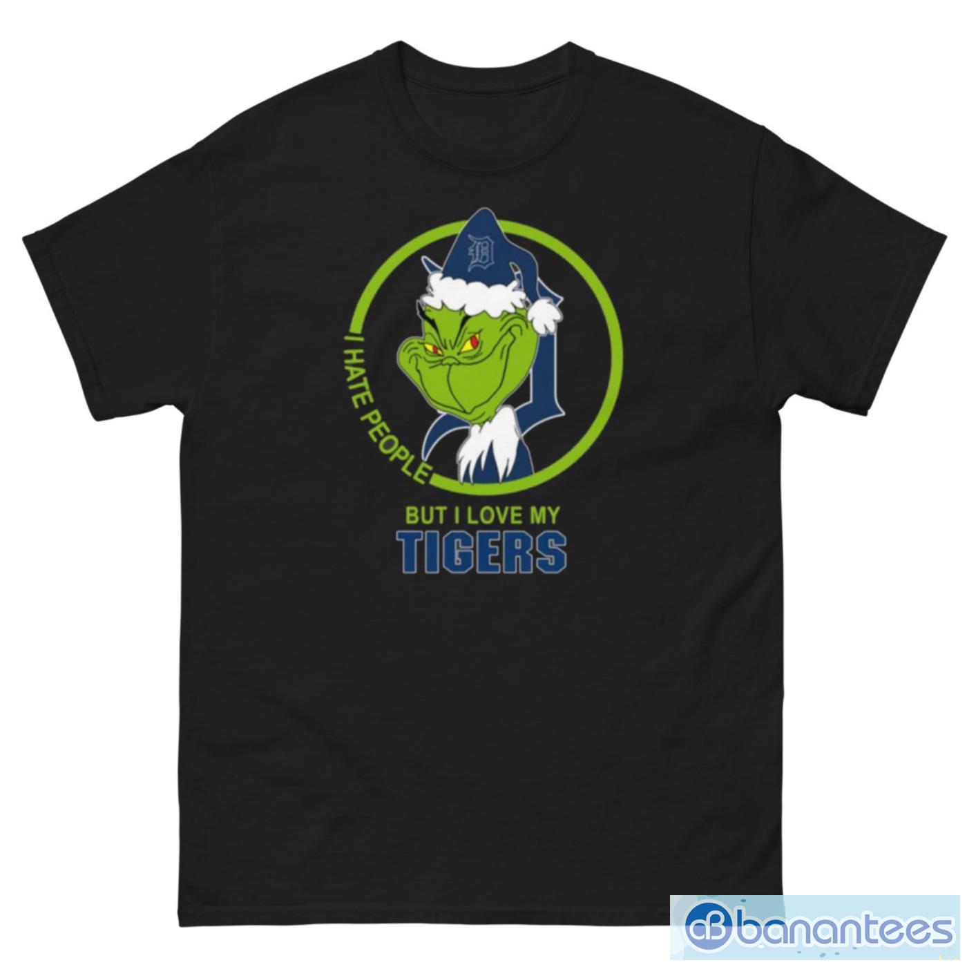 Detroit Tigers MLB Christmas Grinch I Hate People But I Love My Favorite Baseball Team T Shirt - G500 Men’s Classic Tee