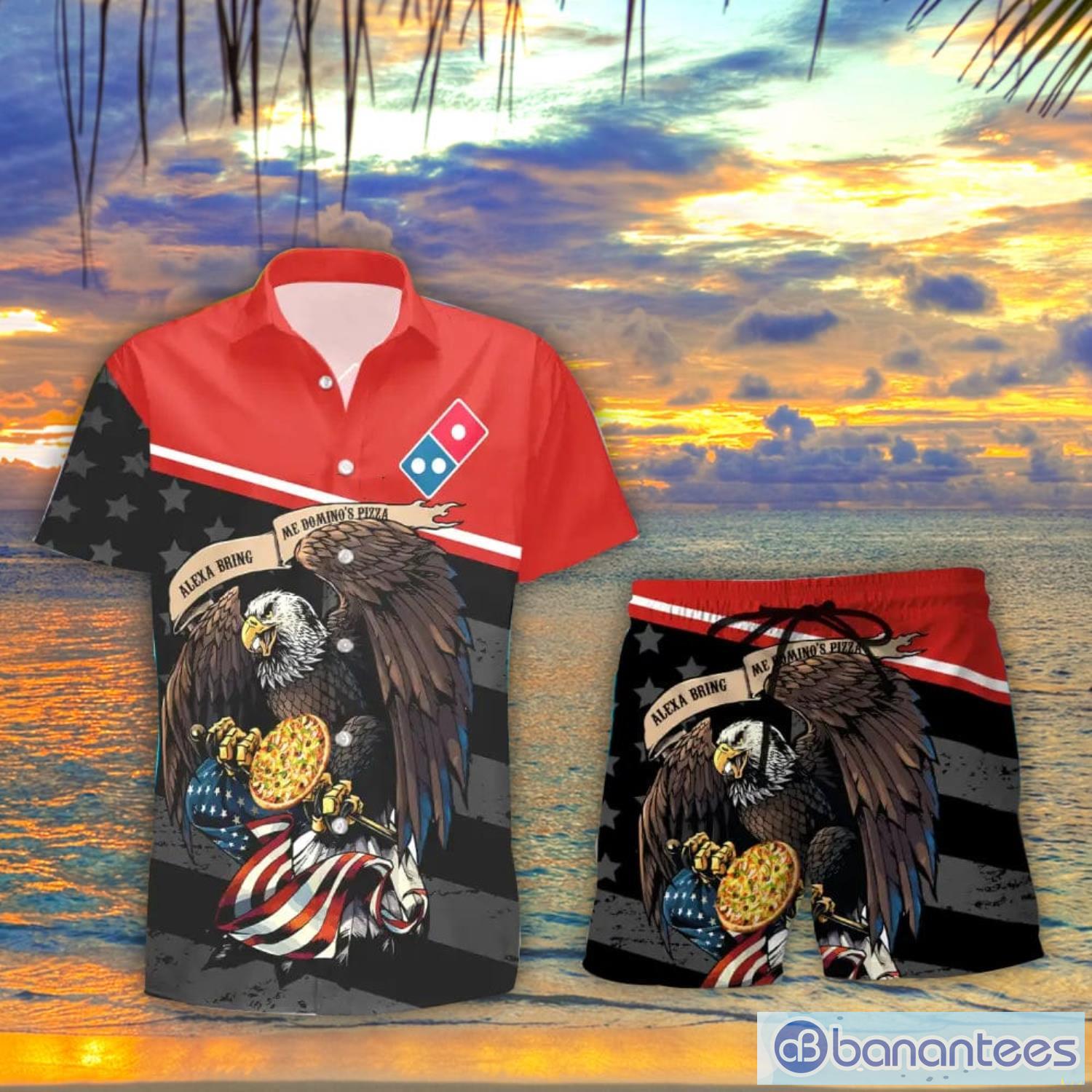 Domino's Pizza Eagle American Flag Hawaiian Shirt And Shorts Summer Men And  Women Gift - Banantees