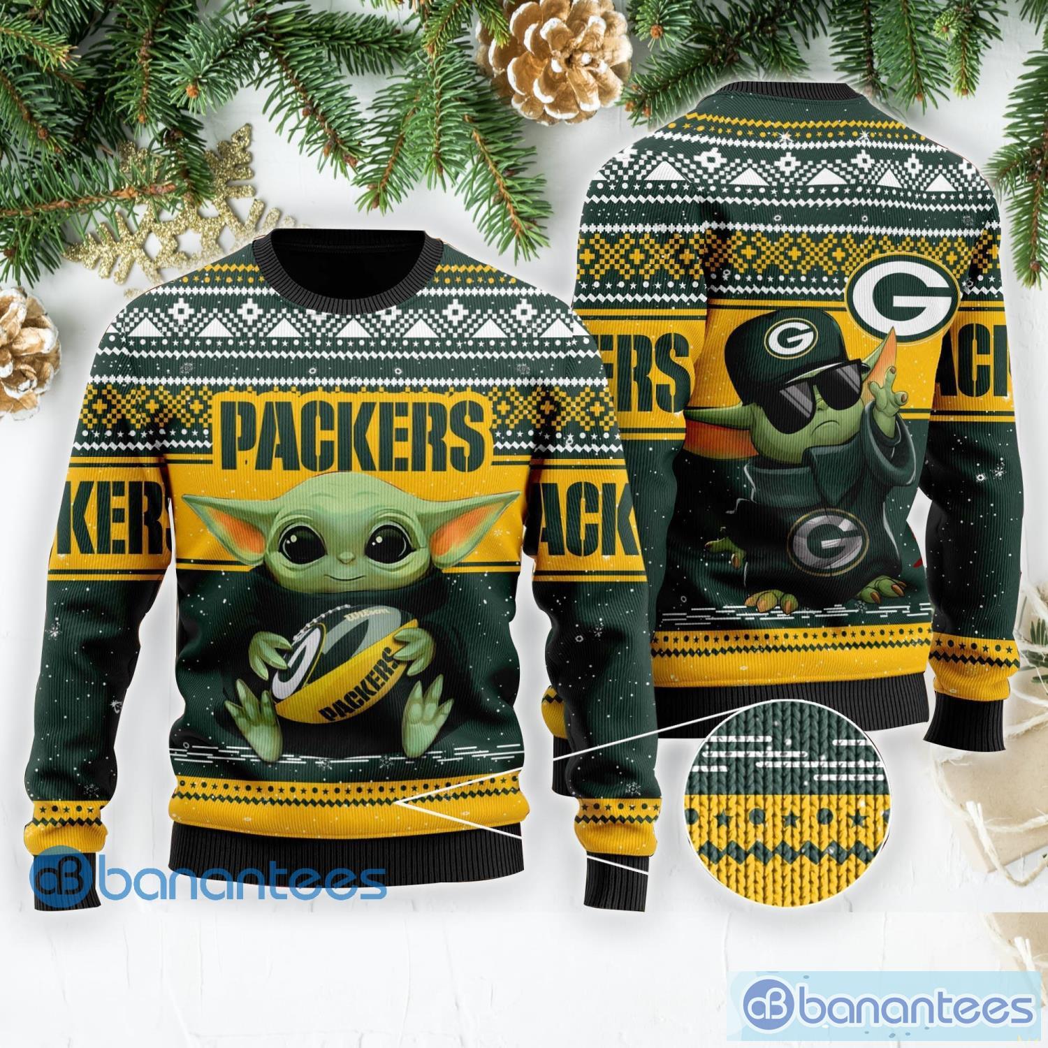 Green Bay Packers Baby Yoda Ugly Christmas Sweater Christmas Gift -  Banantees