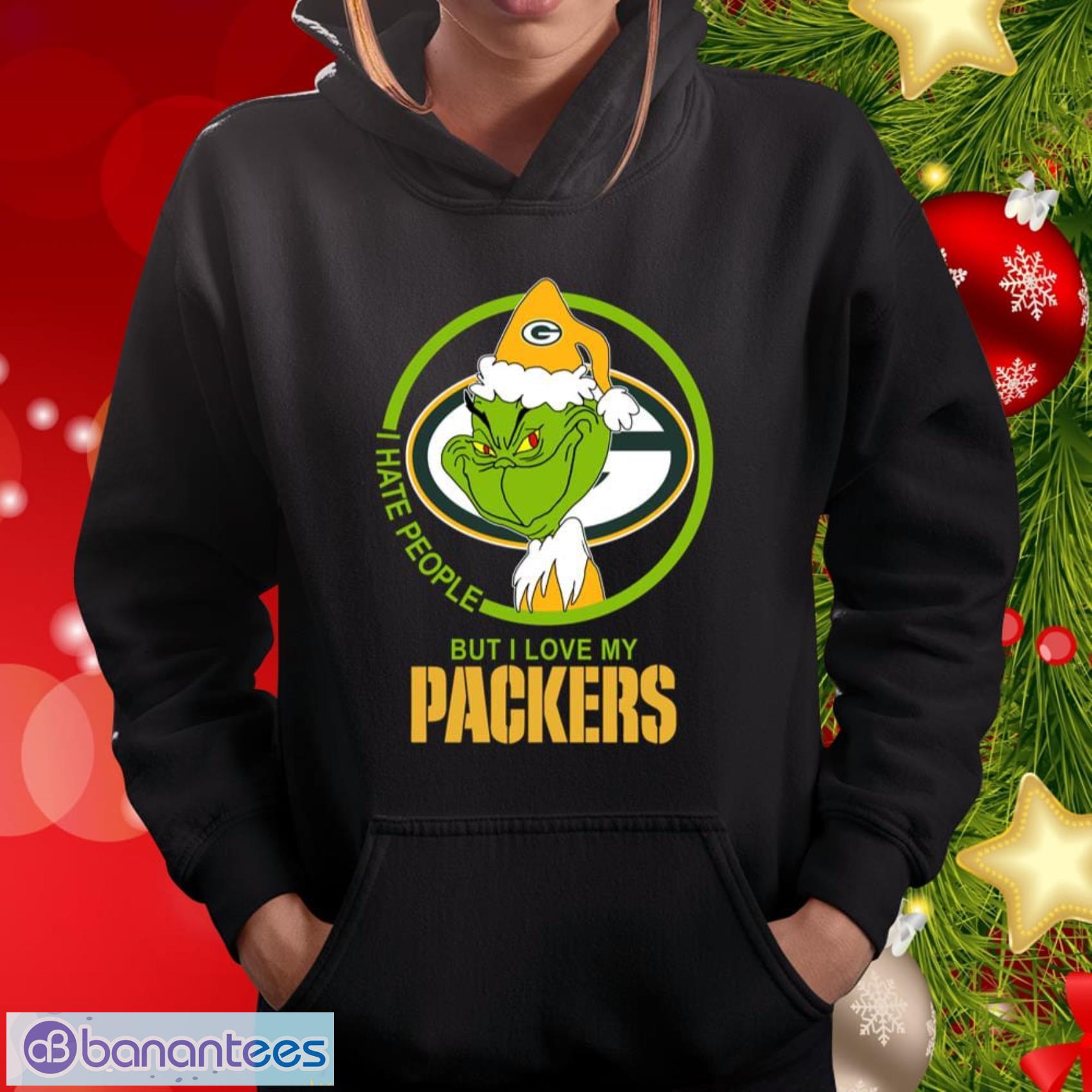 Green Bay Packers Nfl Christmas Santa Grinch I Hate People But I Love My  Favorite Football Team Shirt