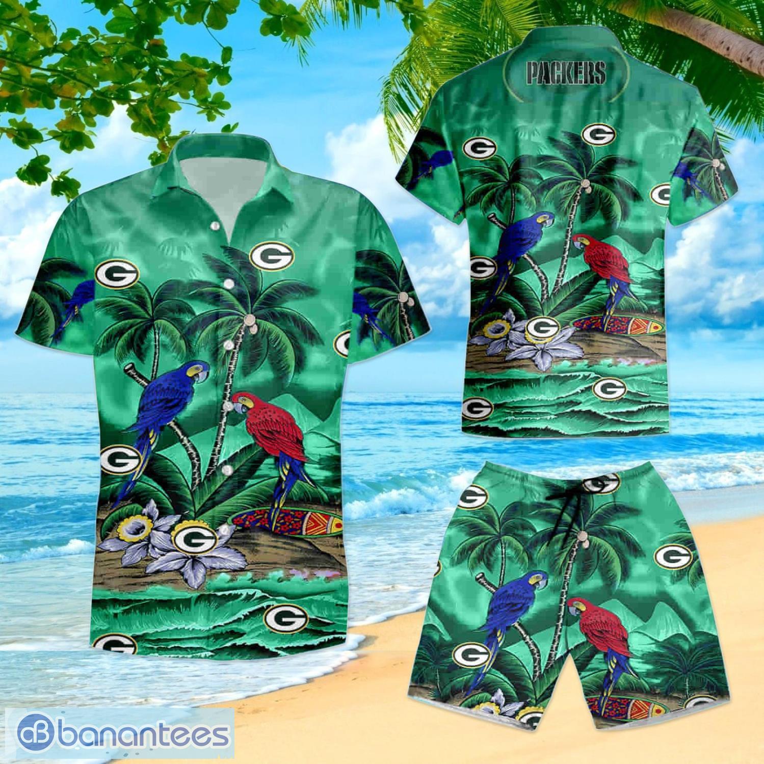 Green Bay Packers Parrots Couple Summer Gift Hawaiian Shirt And Shorts -  Banantees