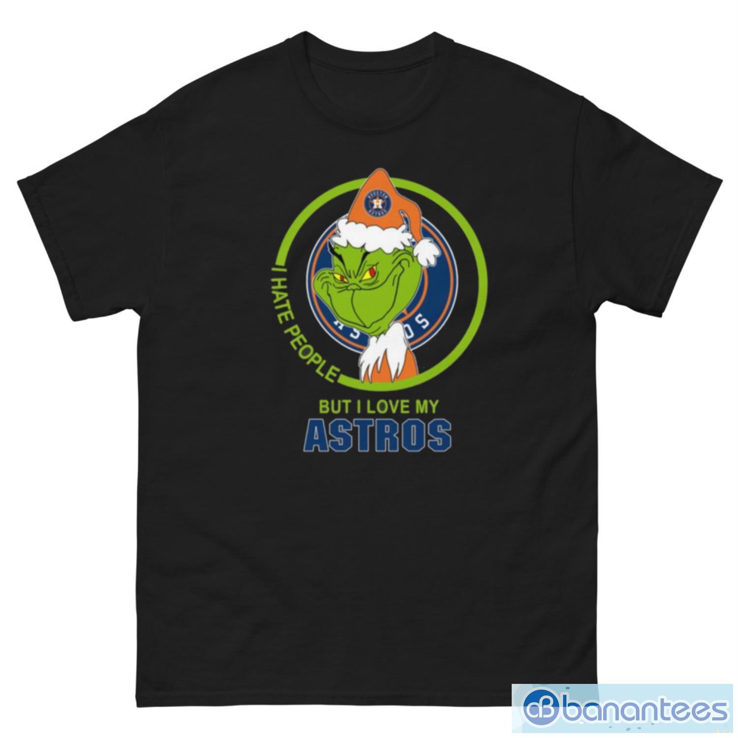 Houston Astros MLB Christmas Grinch I Hate People But I Love My Favorite Baseball Team T Shirt - G500 Men’s Classic Tee