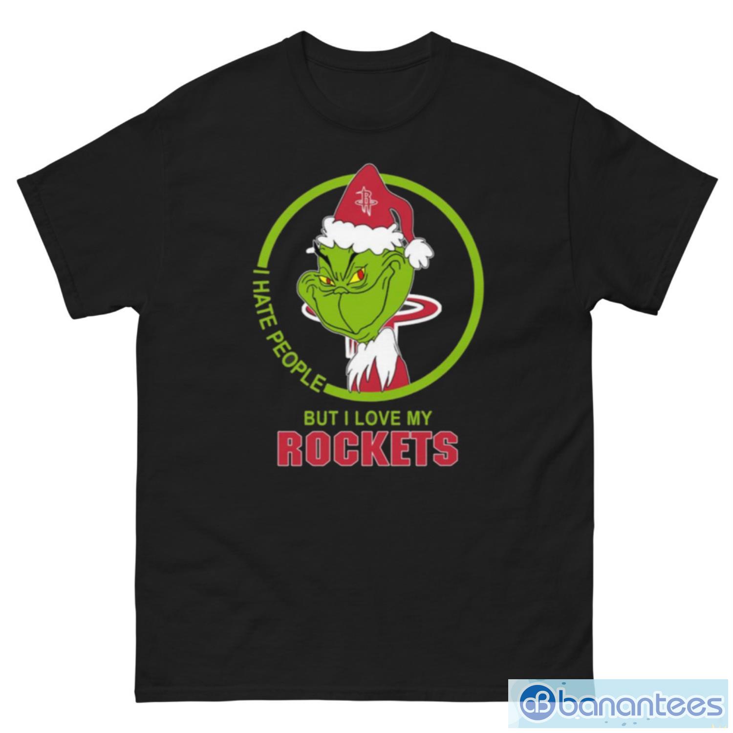 Houston Rockets NBA Christmas Grinch I Hate People But I Love My Favorite Basketball Team T Shirt - G500 Men’s Classic Tee
