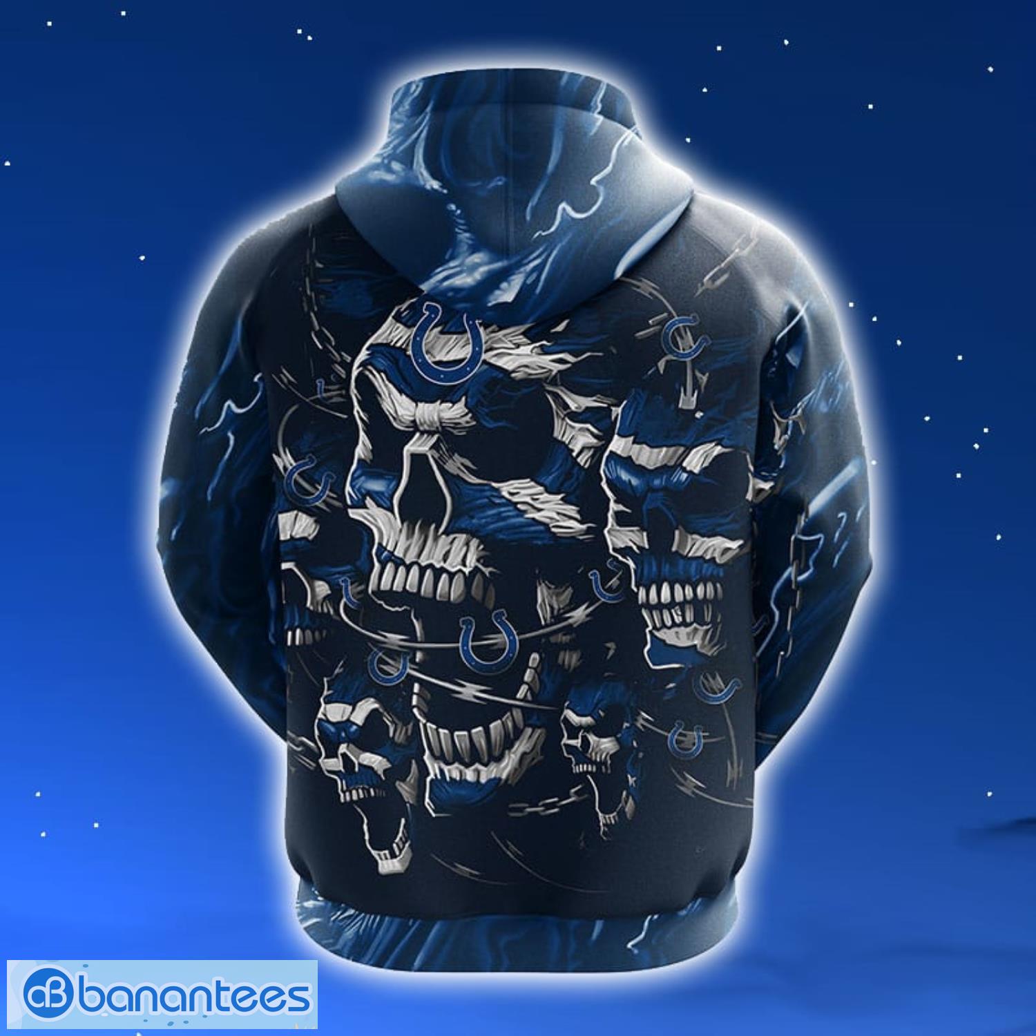 NFL Indianapolis Colts Skull Funny Blue Hoodie, Zip Hoodie 3D All