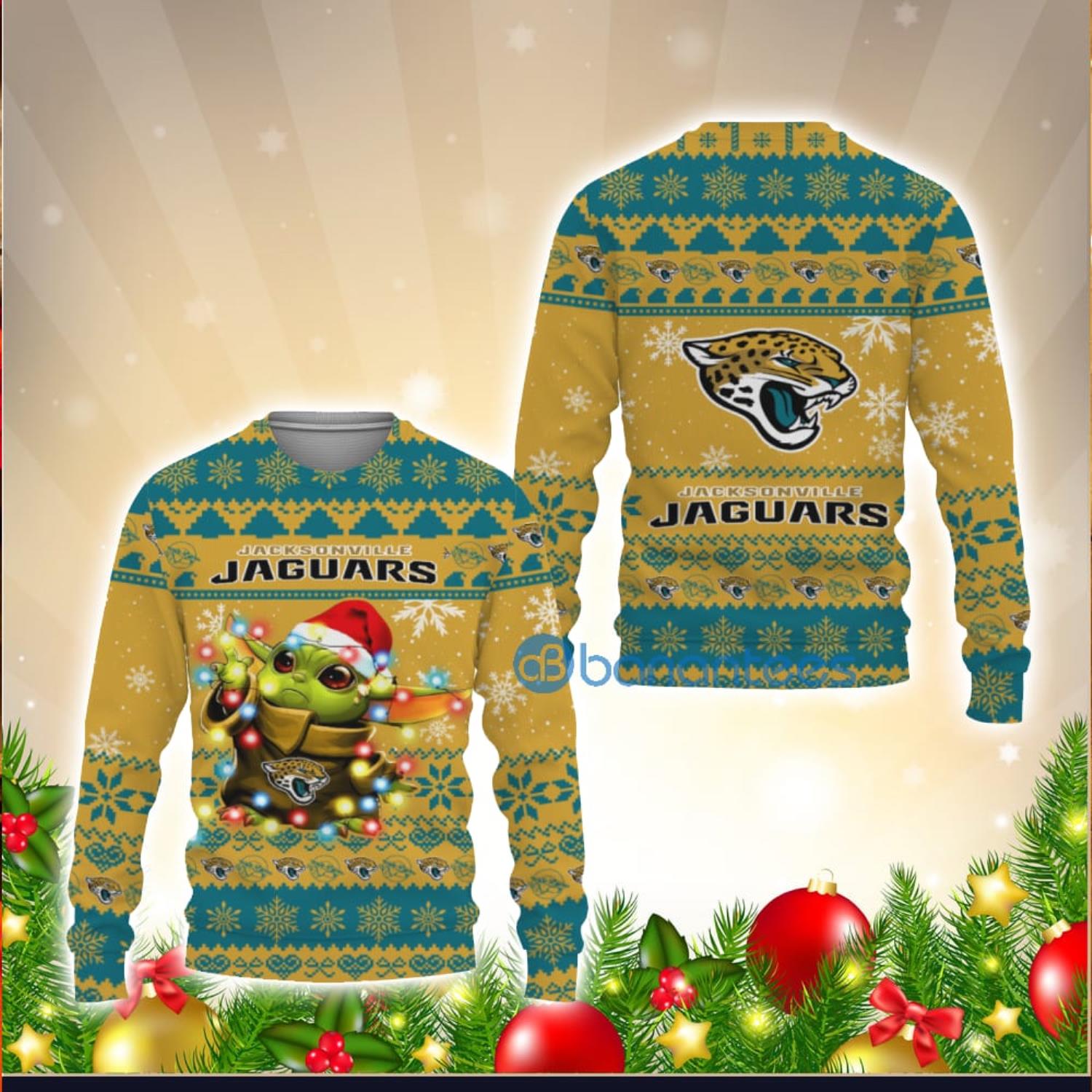 Jacksonville Jaguars Cute Baby Yoda Star Wars 3D Ugly Christmas Sweater  Unisex Men and Women Christmas Gift - Banantees