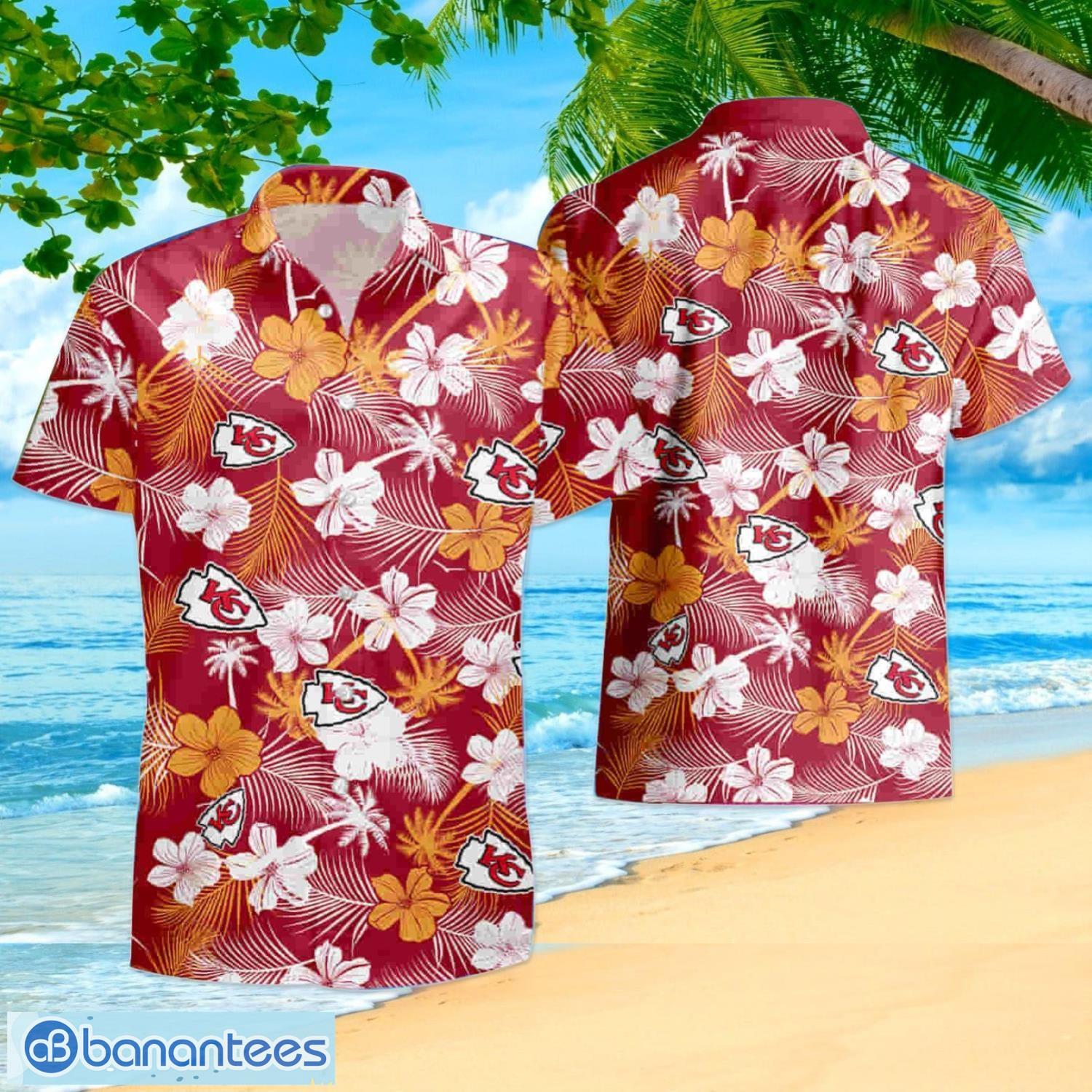 Kansas City Chiefs Nfl Color Hibiscus Button Up Hawaiian Shirt