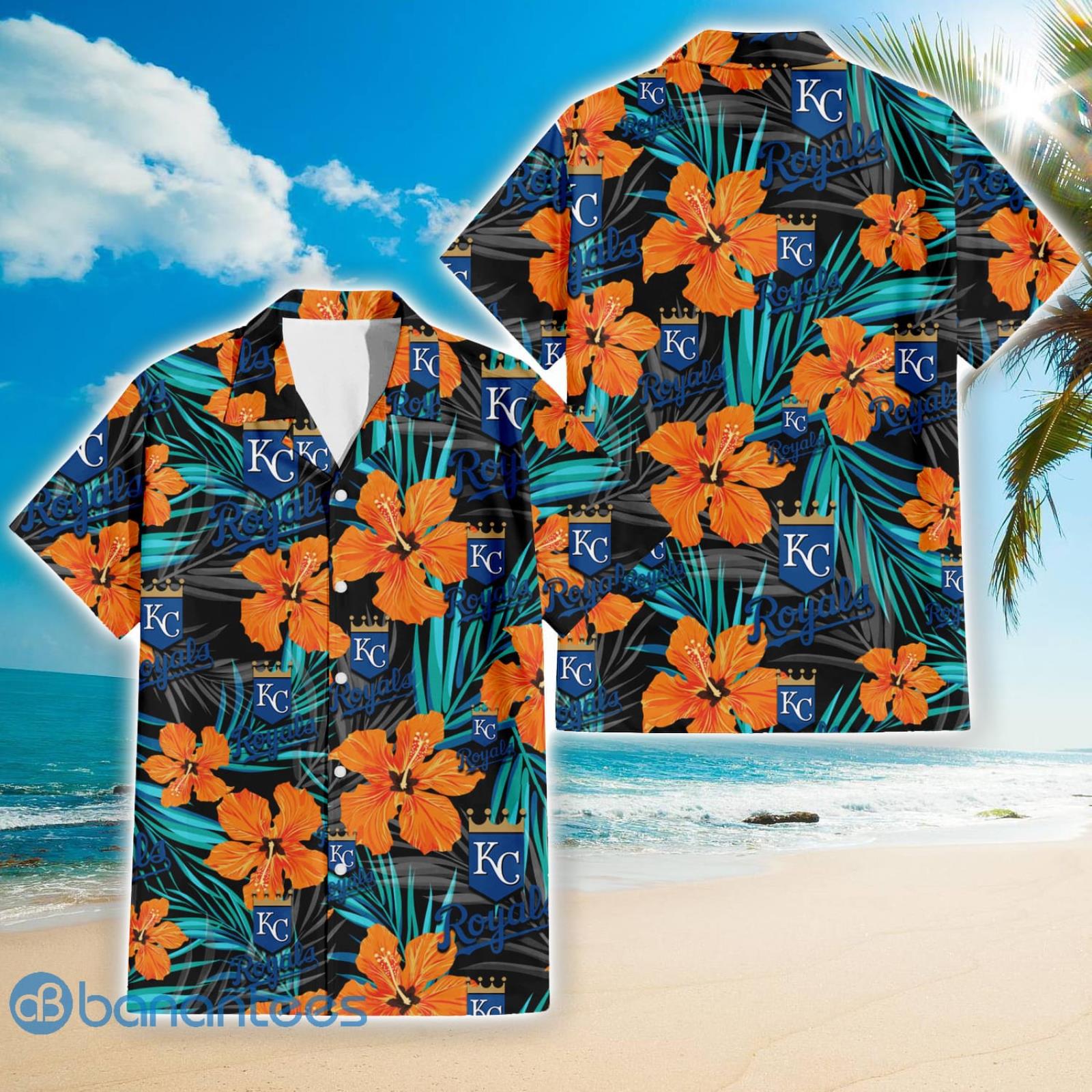 Tampa Bay Rays Logo And Red Pink White Hibiscus 3D Hawaiian Shirt