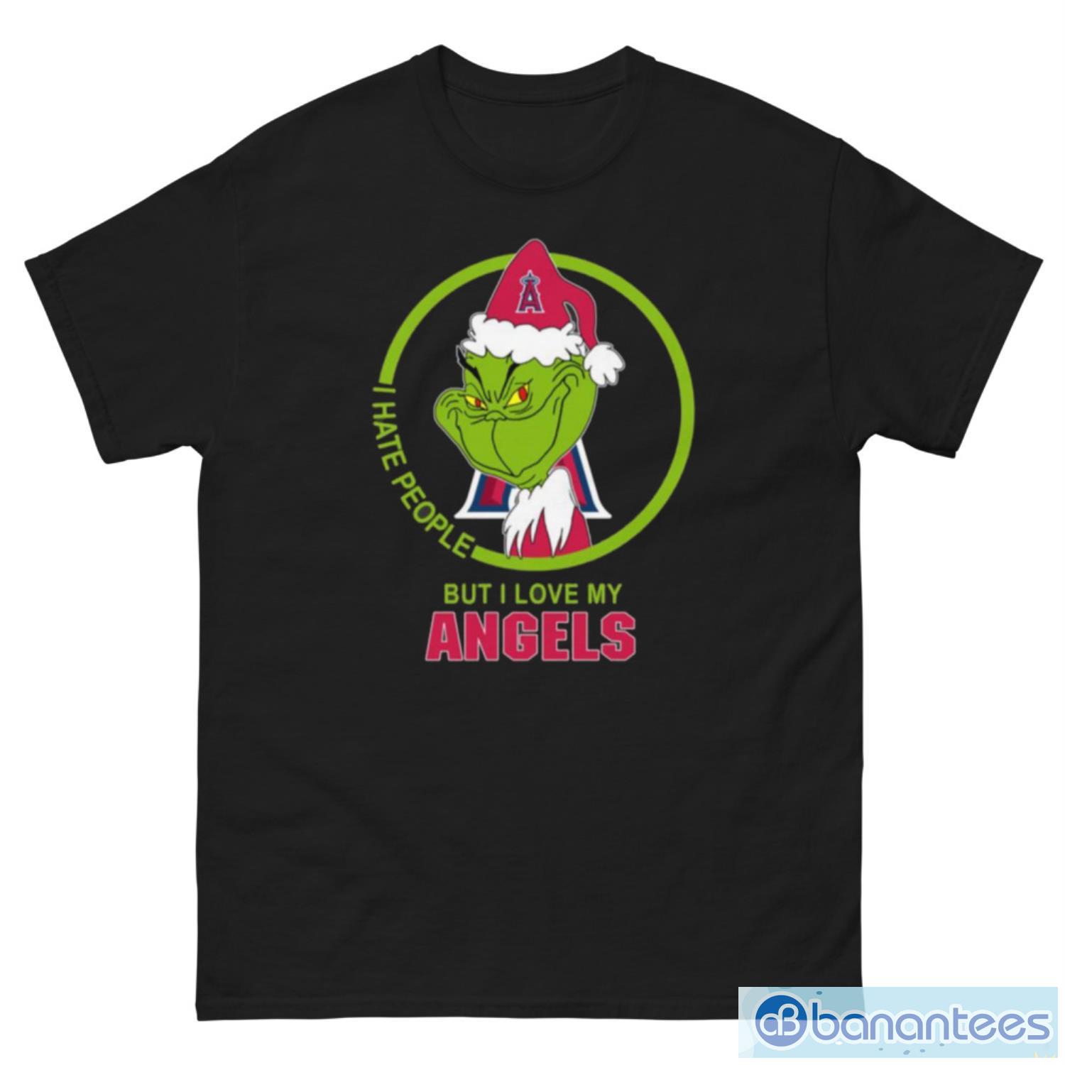 Los Angeles Angels MLB Christmas Grinch I Hate People But I Love My Favorite Baseball Team T Shirt - G500 Men’s Classic Tee