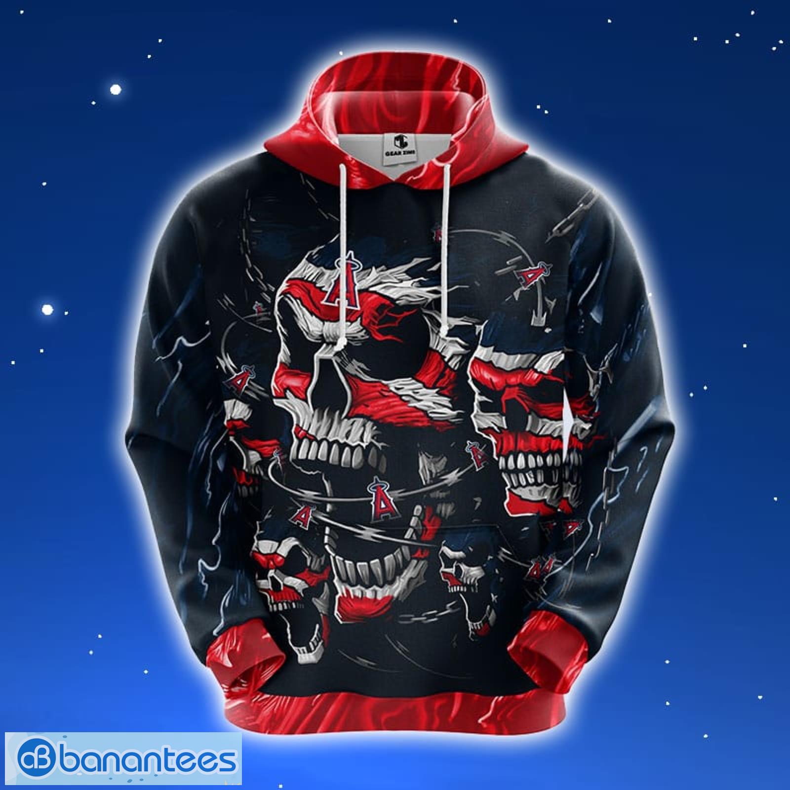 MLB New York Yankees Skull Red 3D Pullover Hoodie For Fans