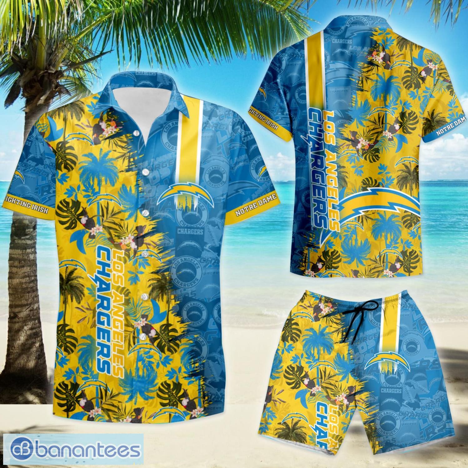 Los Angeles Chargers Nfl Hawaiian Shirt And Shorts Summer Beach Lover -  Banantees