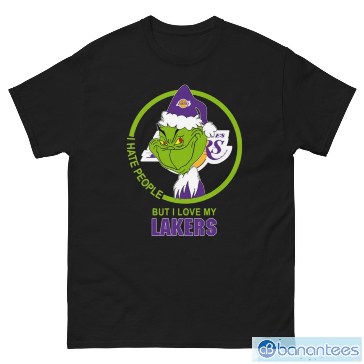 Los Angeles Lakers NBA Christmas Grinch I Hate People But I Love My Favorite Basketball Team T Shirt - G500 Men’s Classic Tee