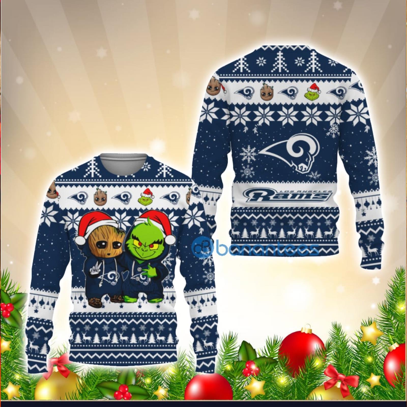 Los Angeles Rams Baby Groot And Grinch Best Friends 3D Ugly