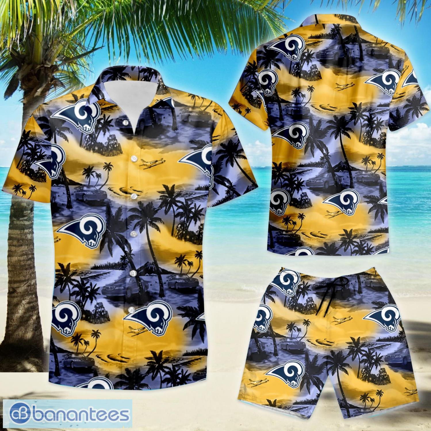 Los Angeles Rams Blue Hawaiian Shirt And Shorts Summer Vacation