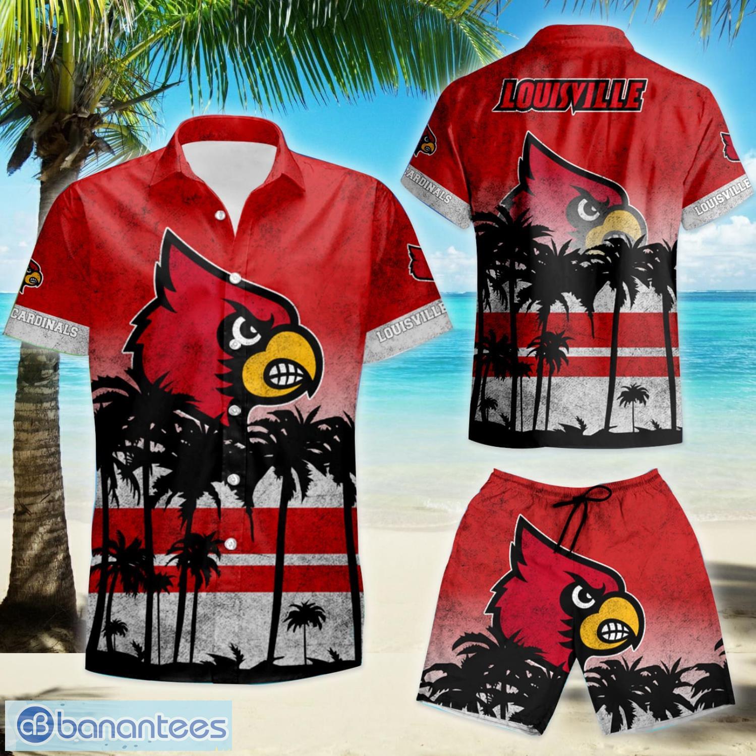 Louisville Cardinals Short Sleeve Aloha Hawaiian Shirt And Shorts