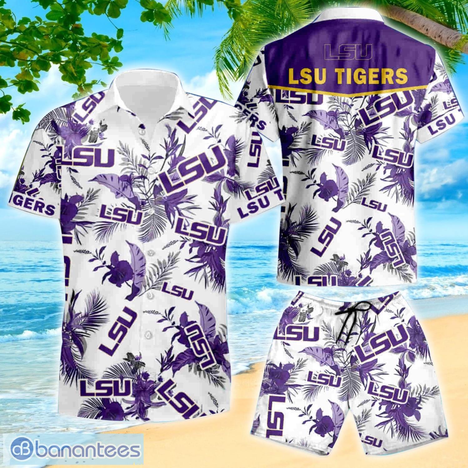 LSU Tigers Sunset Leggings And Criss Cross Tank Top For Women - Banantees