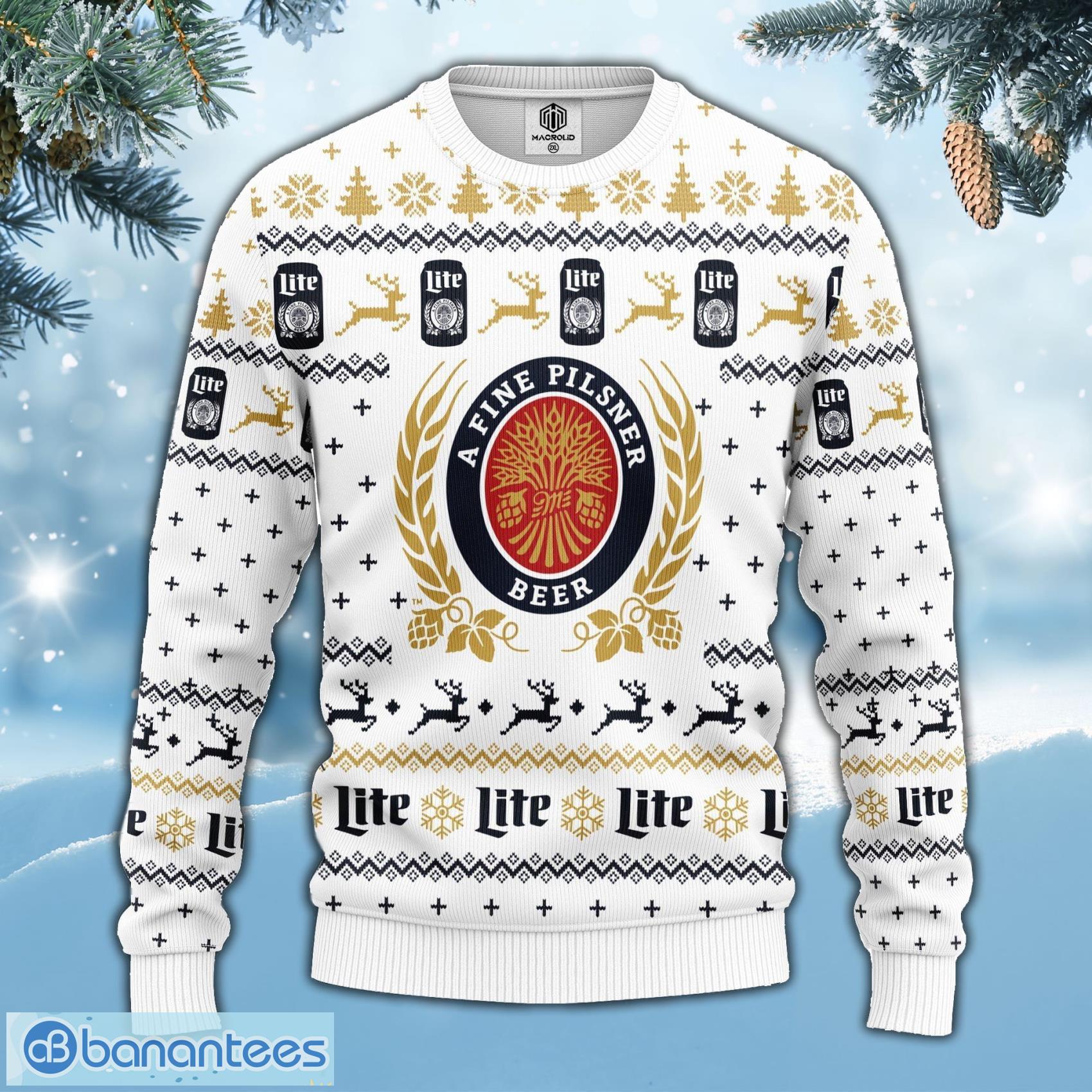 Merry Xmas Miller Lite Beer AOP Print Christmas Ugly Sweater For