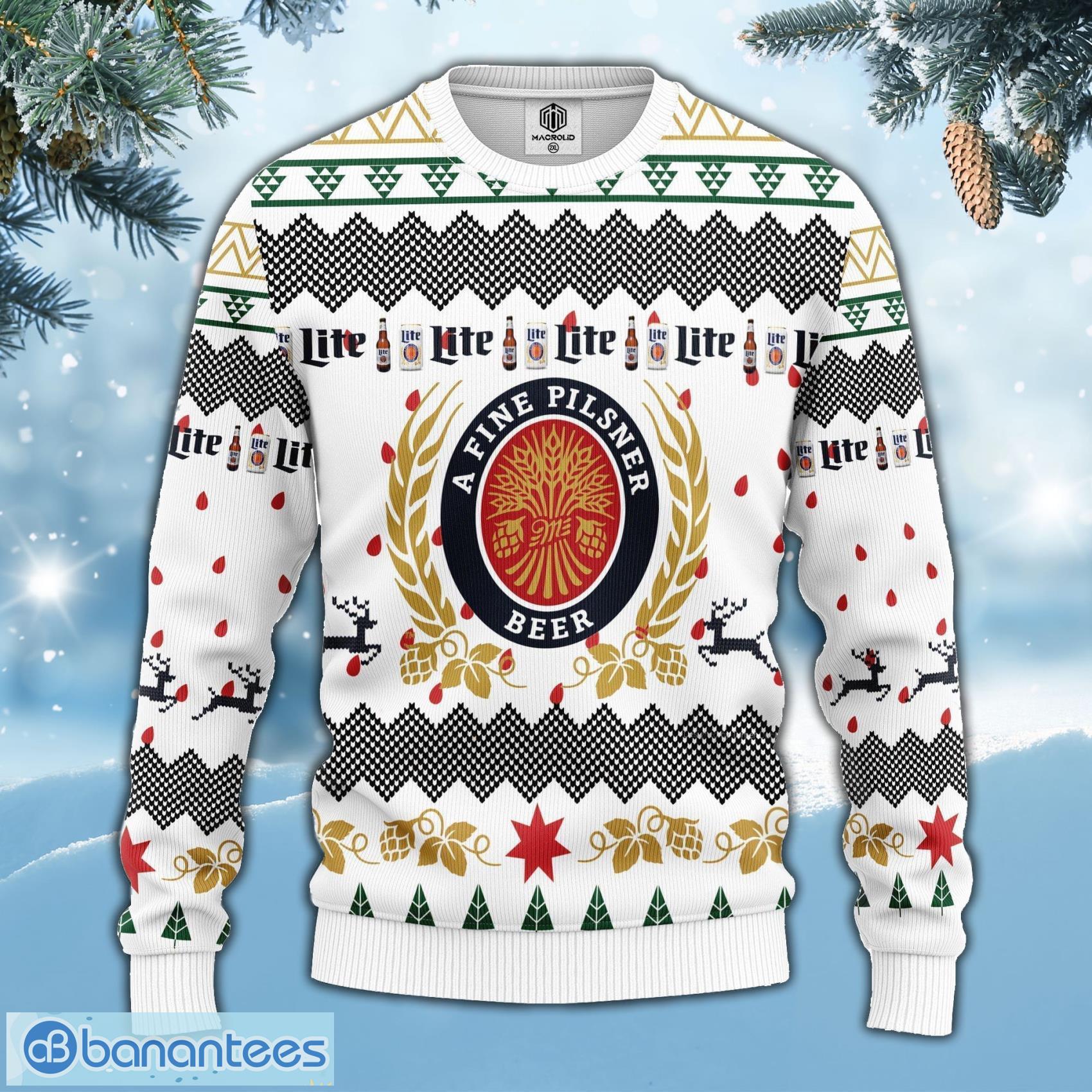 Merry Xmas Miller Lite Beer AOP Print Christmas Ugly Sweater For