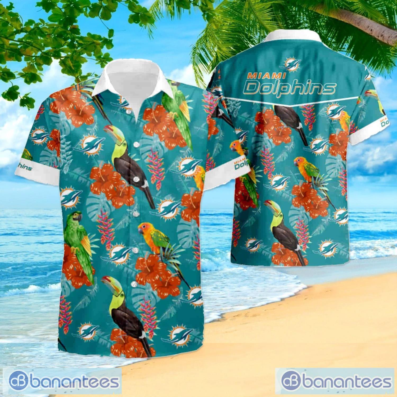 Miami Dolphins Men's 2 Piece Hawaiian Top Set Beach Lightweight Outfits  Gift