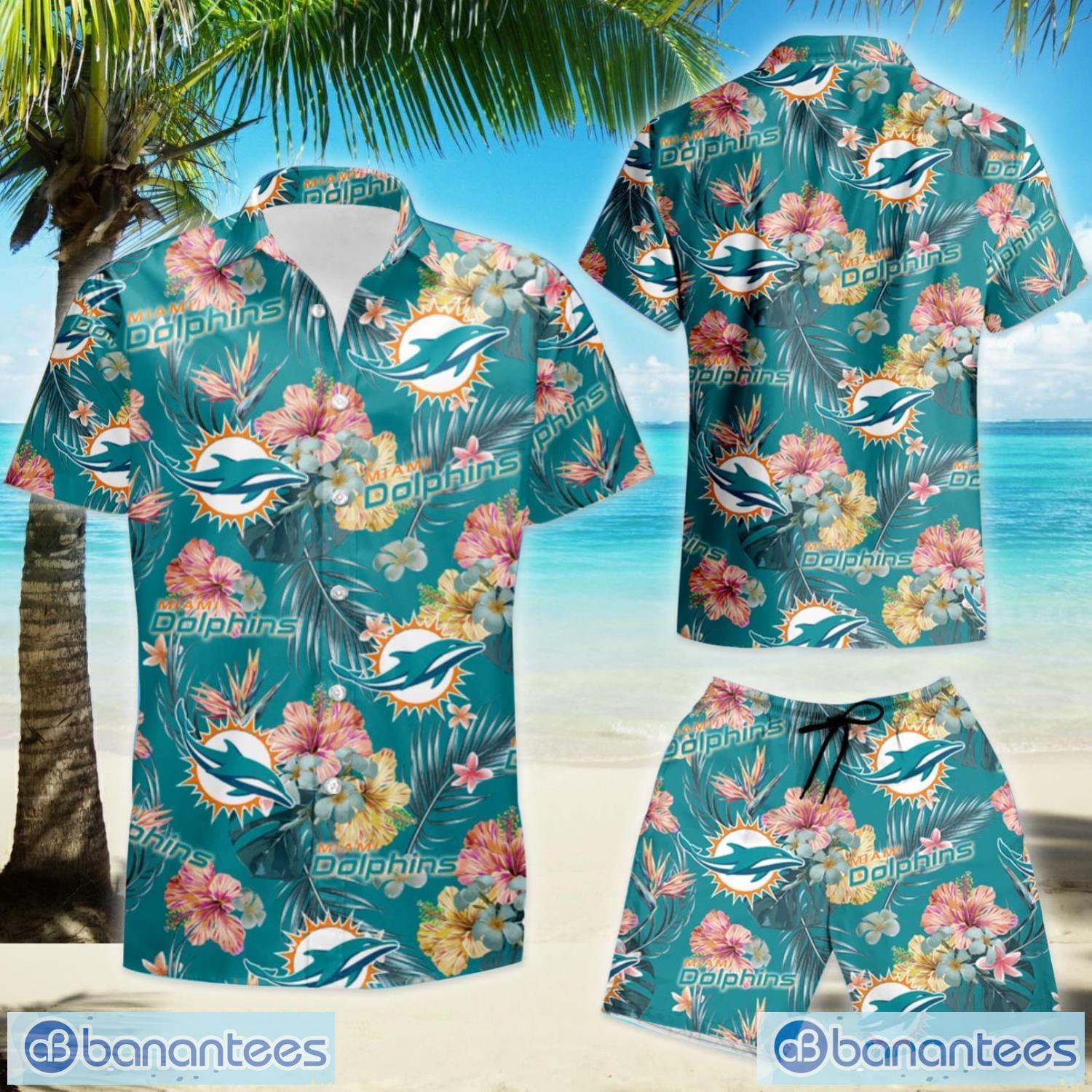 Miami Dolphins Hawaiian Top Mens Casual Button-down Top Summer Beach Tops