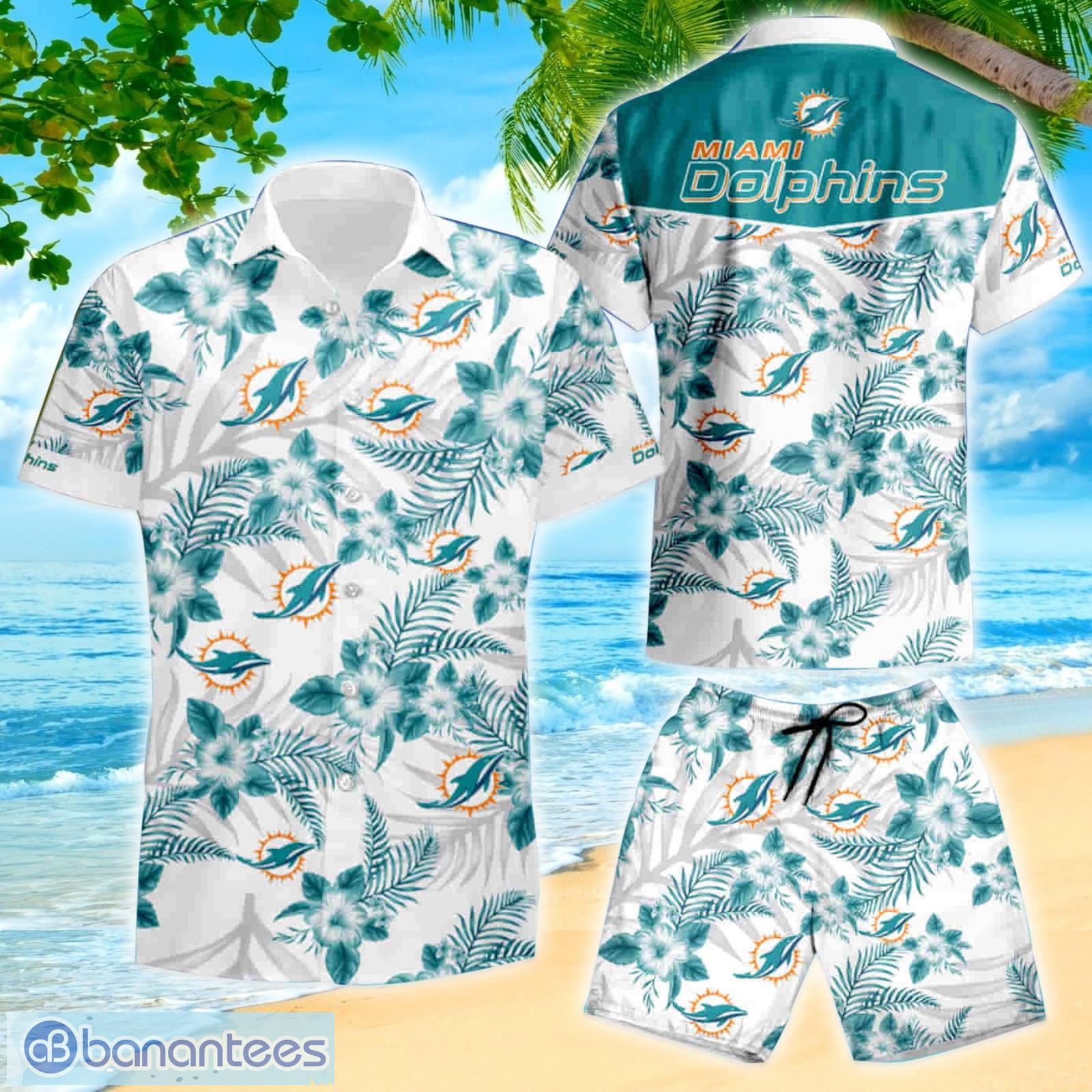 Miami Dolphins Flower Short Sleeve Hawaiian Shirt & Short