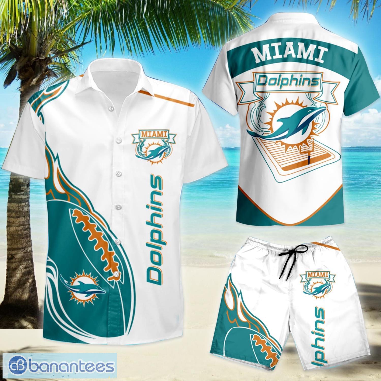 Nfl Miami Dolphins Shirt Summer Hawaiian Shirt And Shorts - Banantees