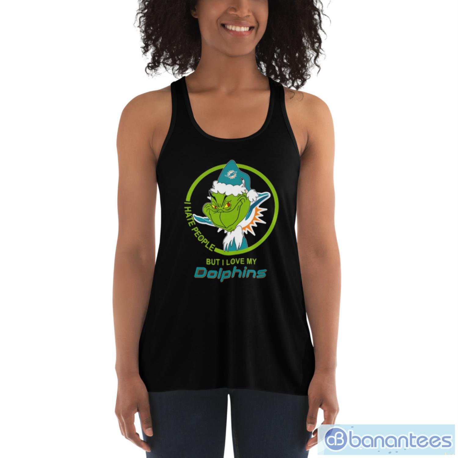 miami dolphins nfl christmas grinch i hate people but i love my favorite football team t shirt 3 image Miami Dolphins NFL Christmas Grinch I Hate People But I Love My Favorite Football Team T Shirt Product Photo