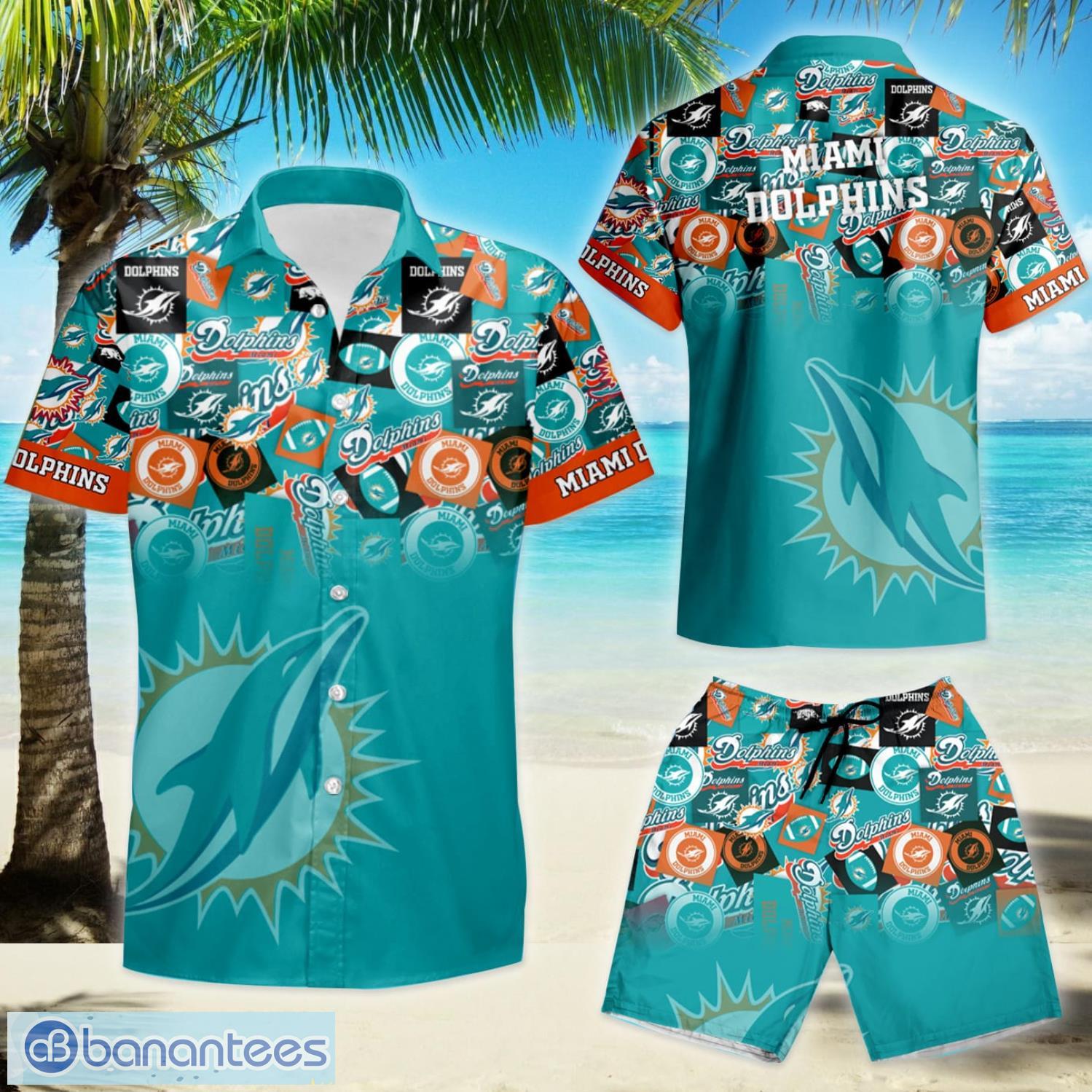 Miami Dolphins T-Shirt Beach Shorts Outfit Men Summer Casual Short Sleeve  Shorts