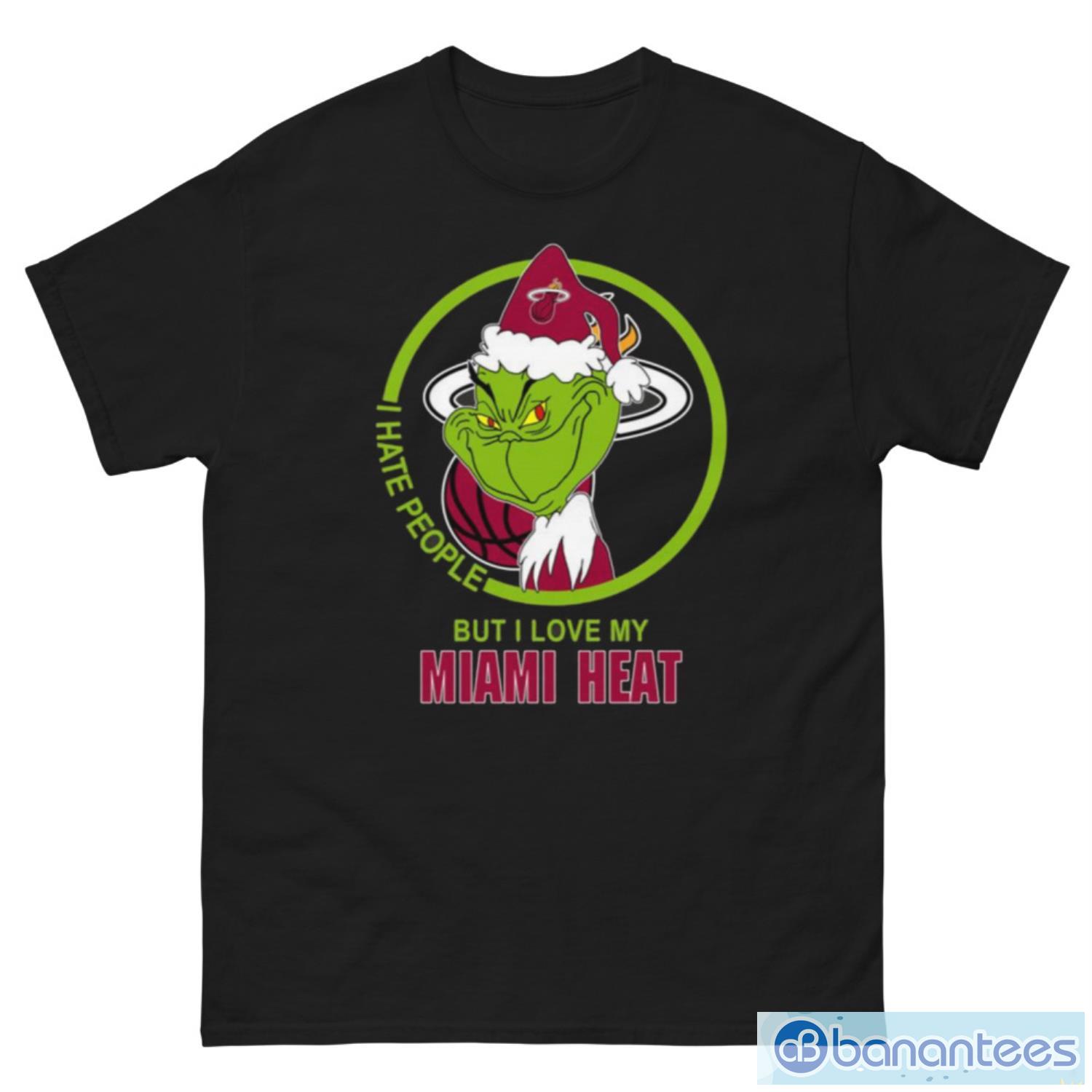 Miami Heat NBA Christmas Grinch I Hate People But I Love My Favorite Basketball Team T Shirt - G500 Men’s Classic Tee