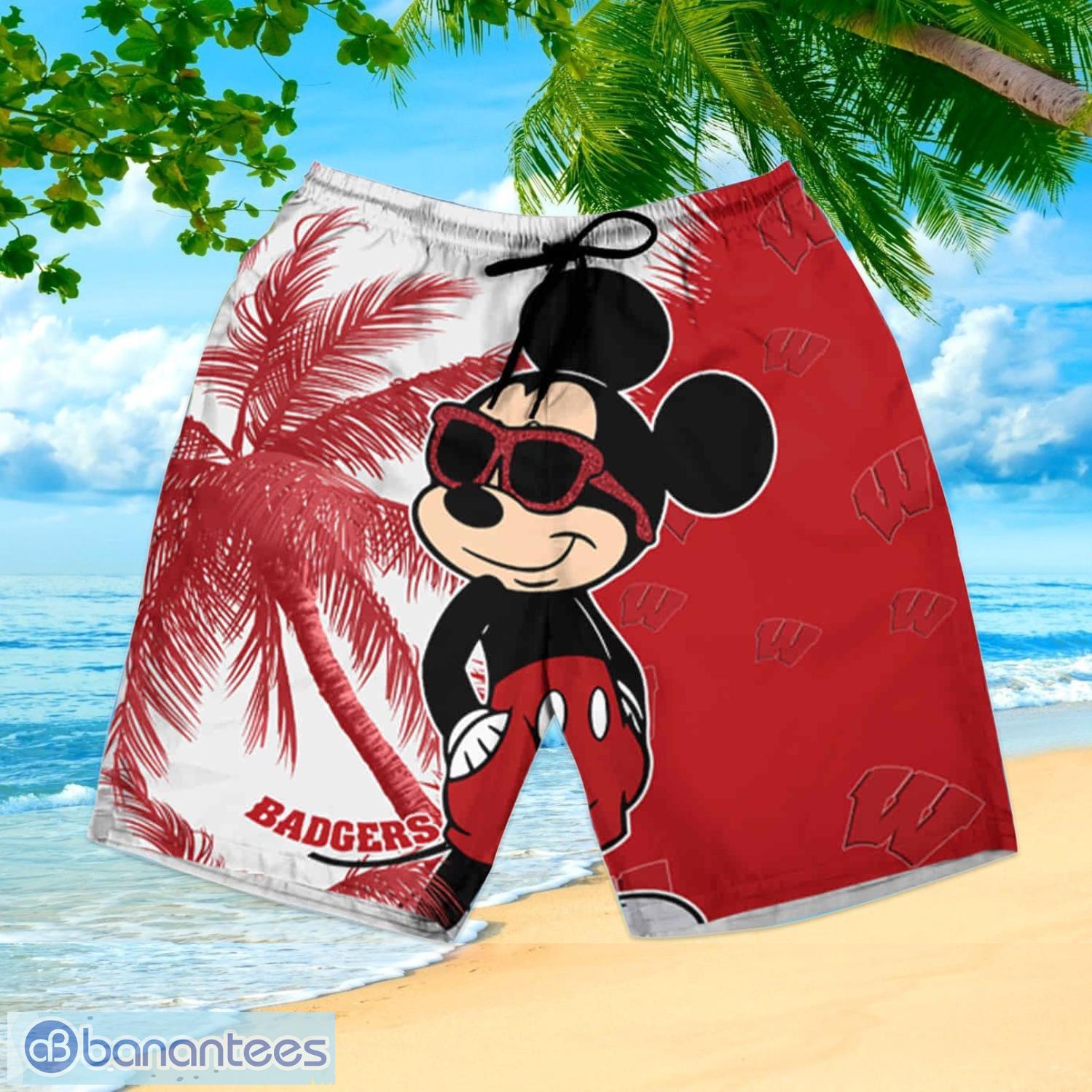 Mickey Mouse Wisconsin Badgers Hawaiian Shirt And Shorts Best Gift