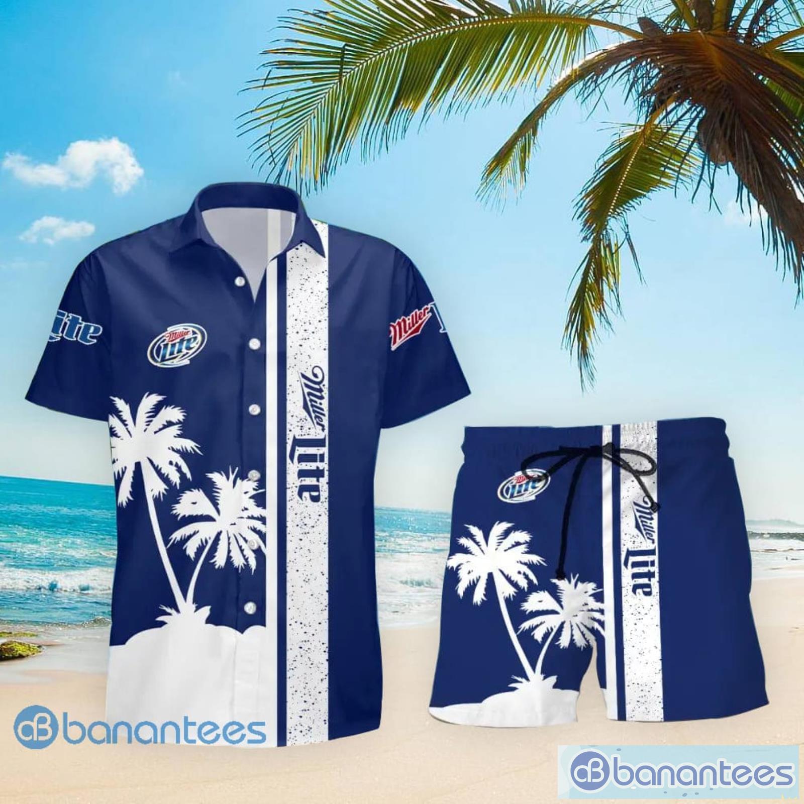 Miller Lite Hawaiian Beach Pattern Shirt Hawaii Beer Shirt Miller Lite  Hawaiian Summer Shirt Miller Lite Aloha Shirt Gift